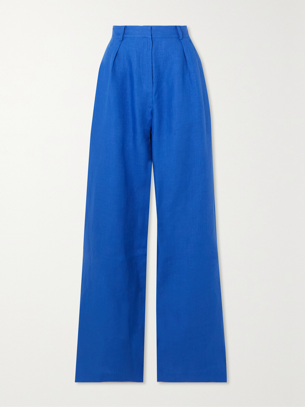 BONDI BORN - + Net Sustain Laguna Pleated Organic Linen Wide-leg Pants - Blue