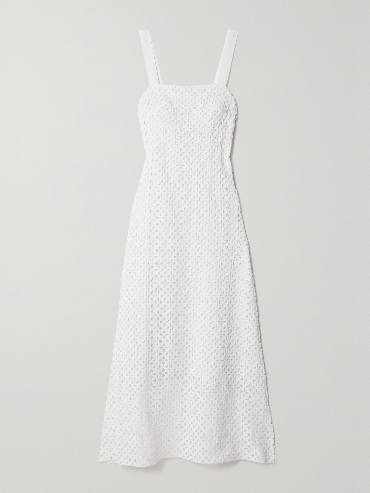 Miguelina Blake Crocheted Cotton Midi Dress - White