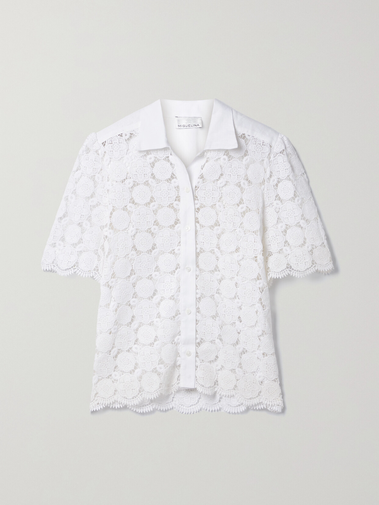 Miguelina Petunia Guipure Lace Top - White