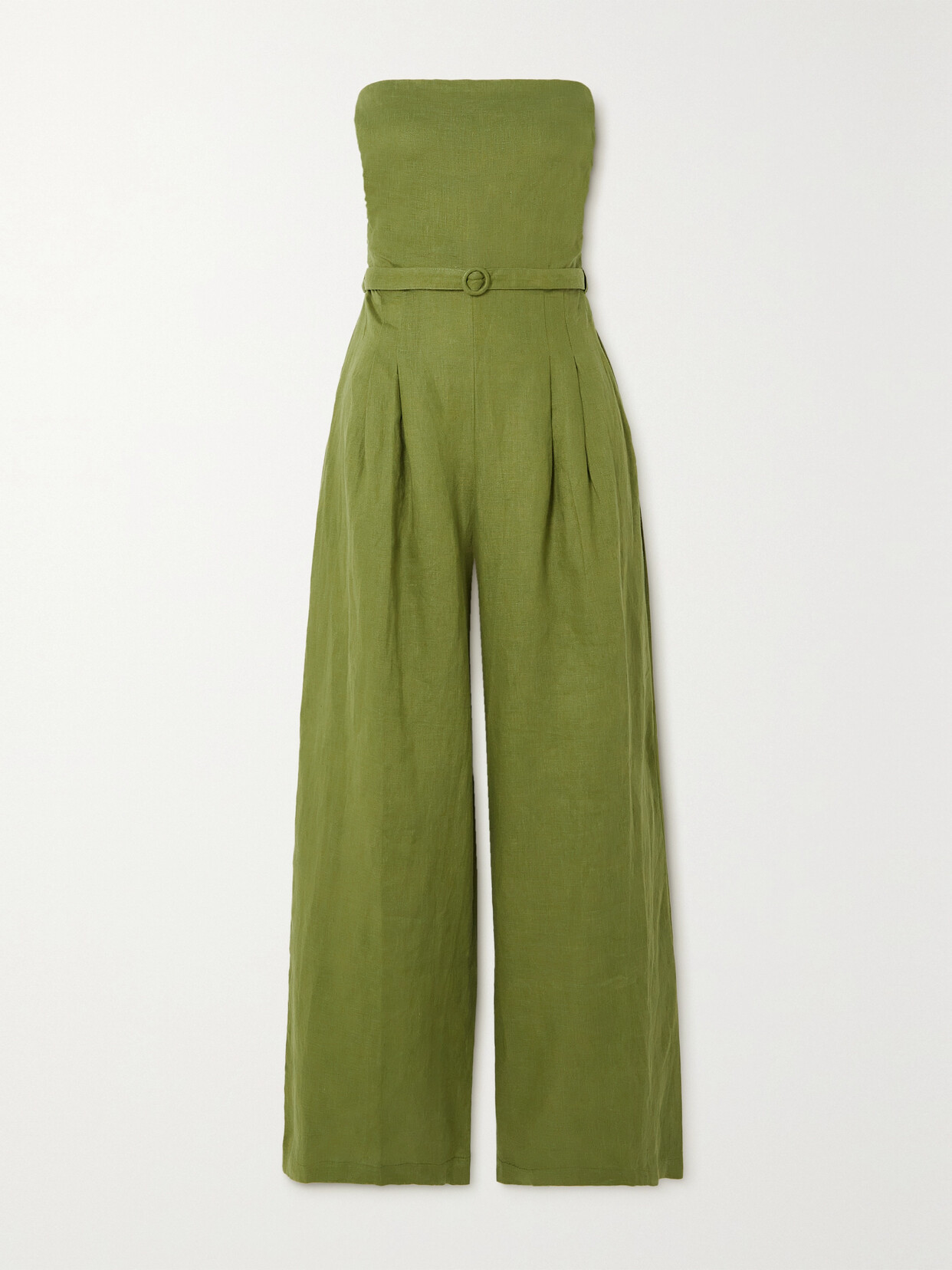 FAITHFULL THE BRAND + NET SUSTAIN ALEGRIAS STRAPLESS BELTED LINEN JUMPSUIT