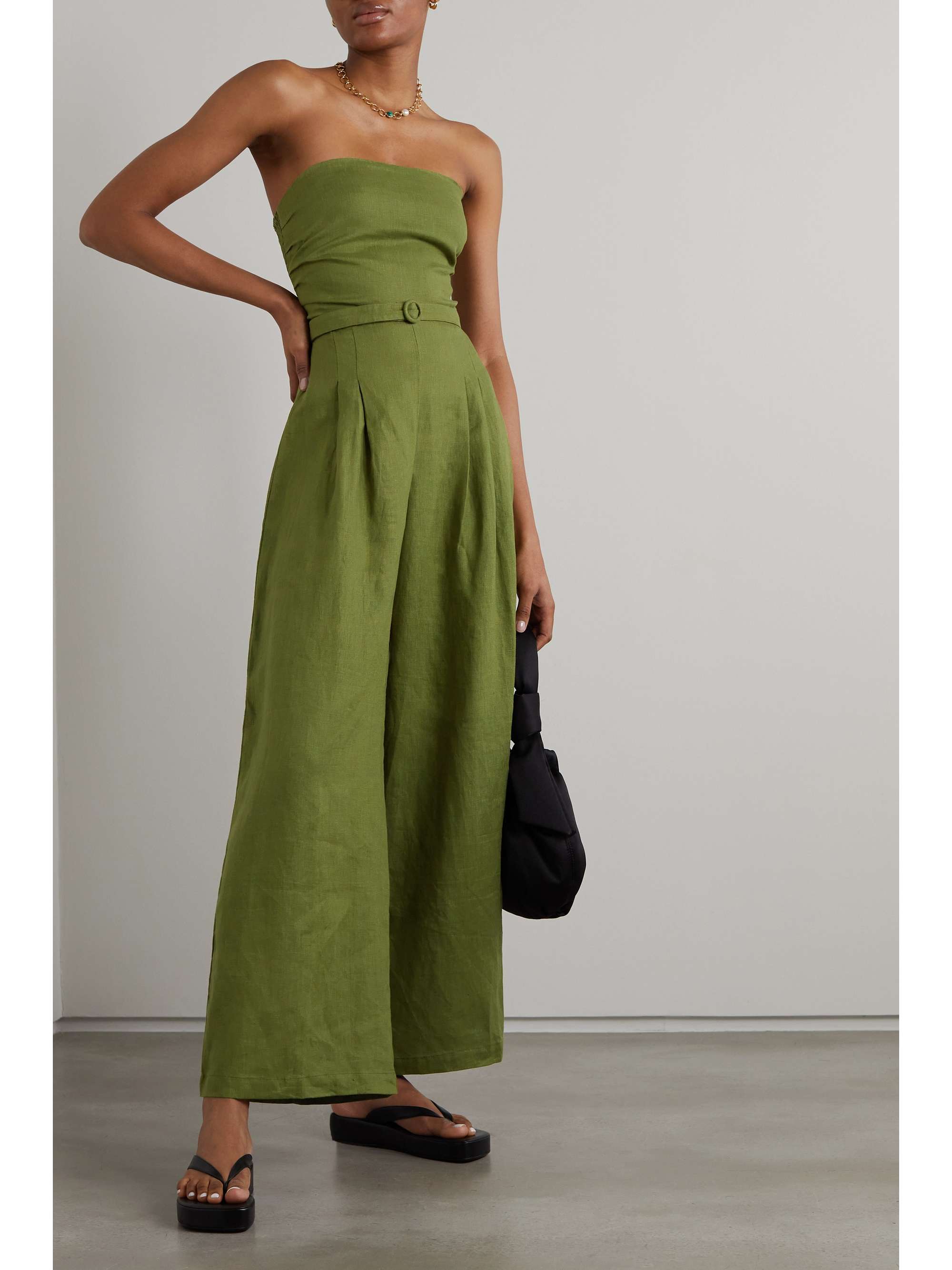 FAITHFULL Alegrias strapless belted linen jumpsuit