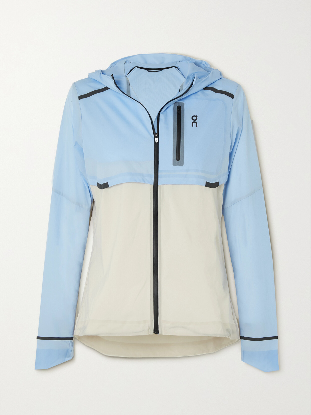 On-running Weather Hooded Paneled Recycled-ripstop Jacket In Blue