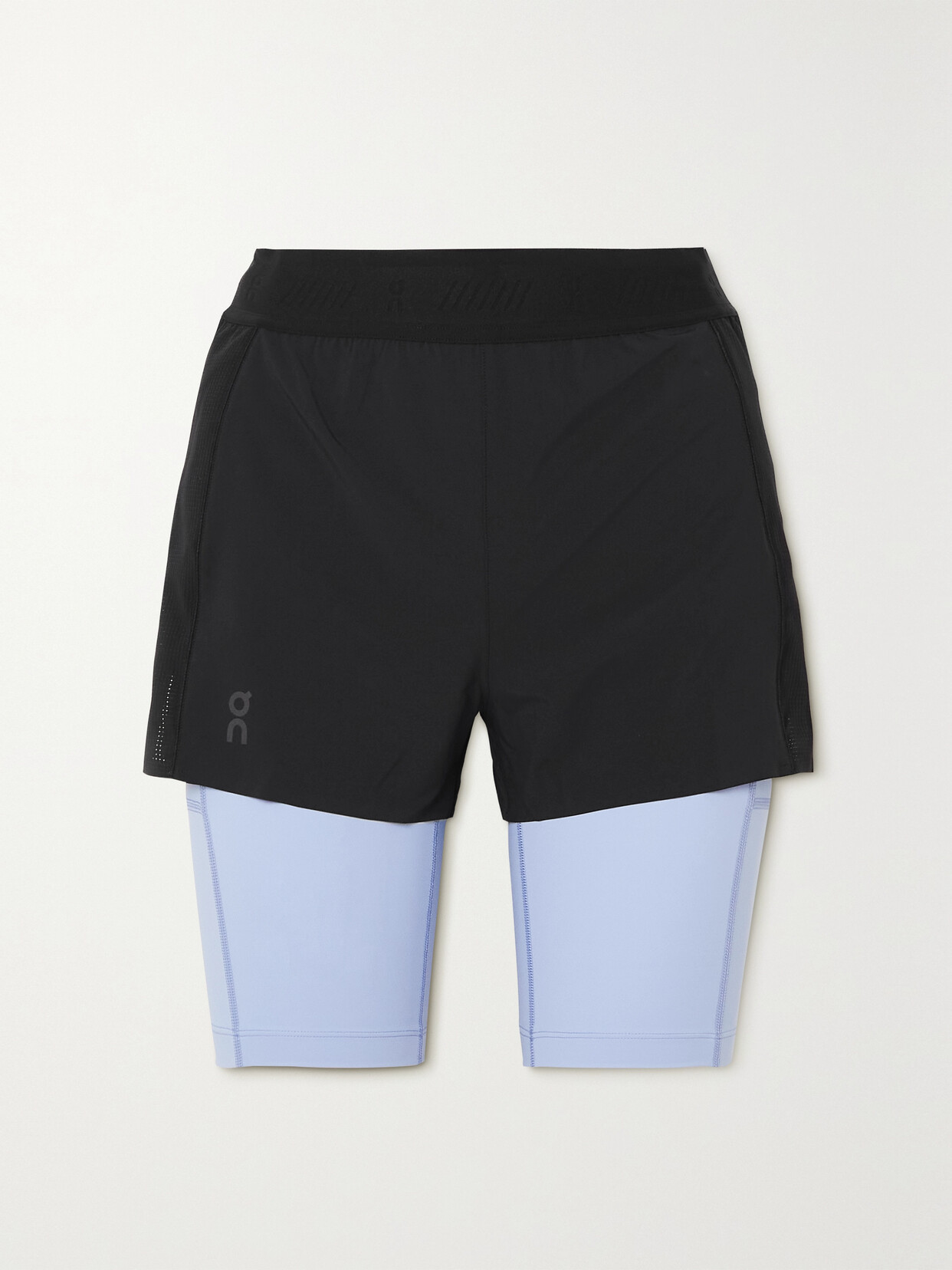 On Active Layered Shell And Stretch Recycled-jersey Shorts In Black