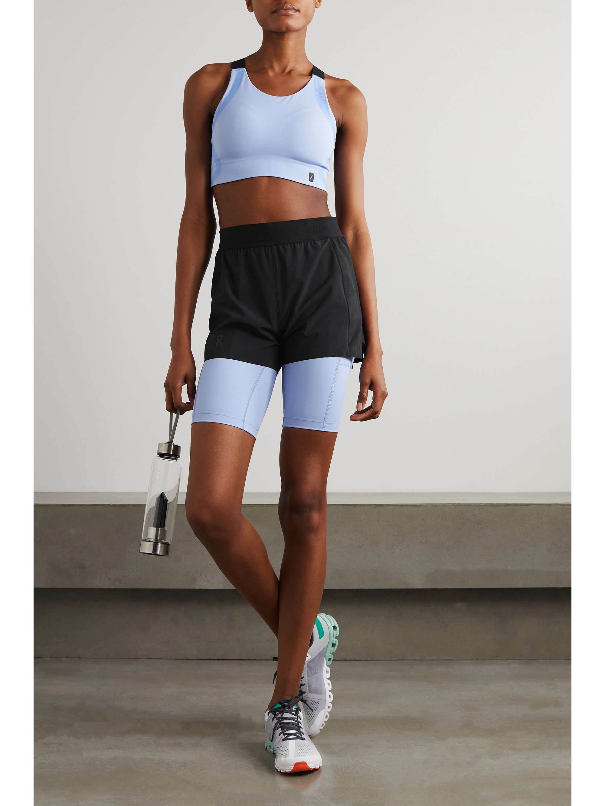 ON Active layered shell and stretch recycled-jersey shorts