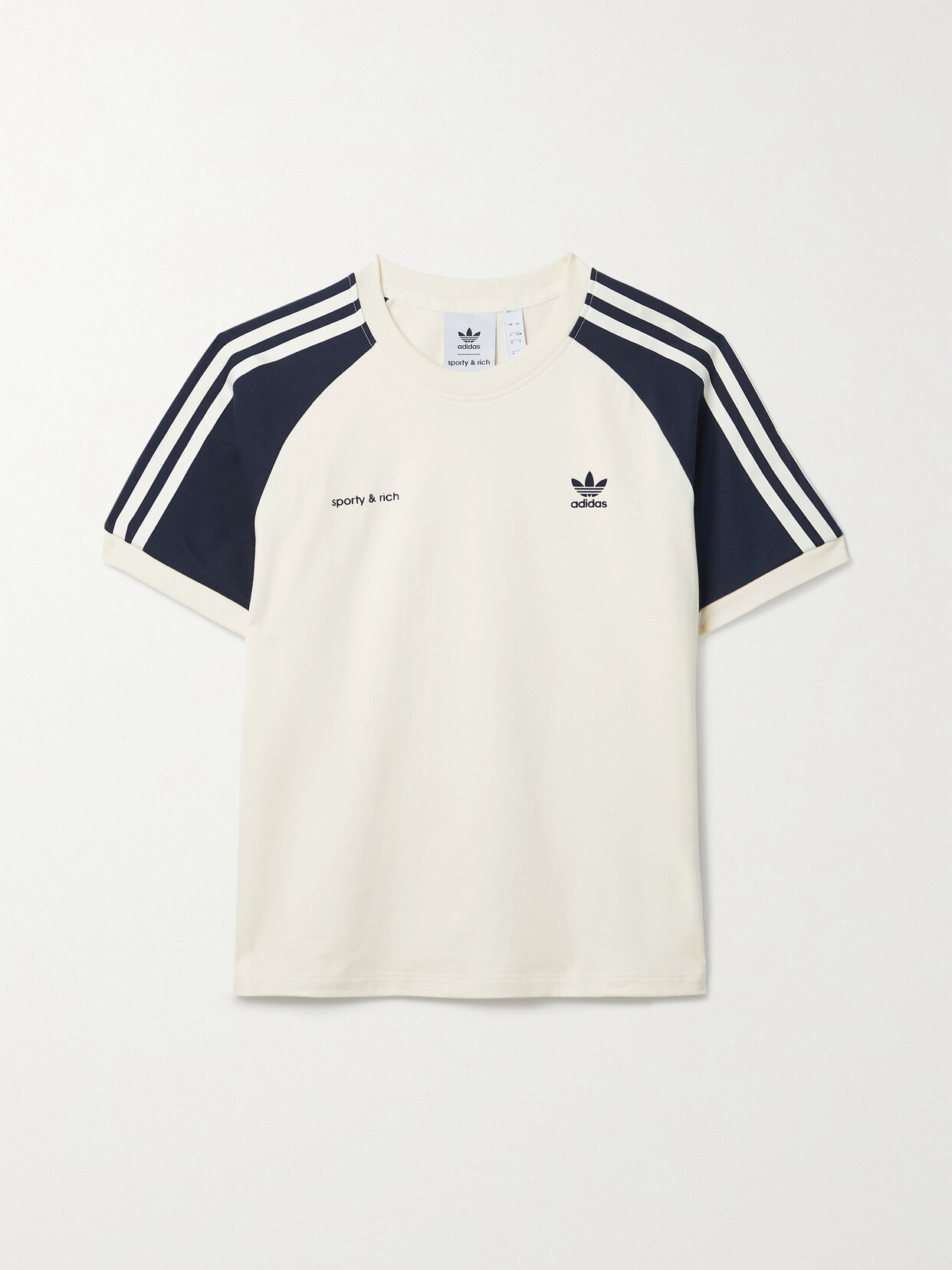 adidas Originals - + Sporty & Rich Two-tone Cotton-jersey T-shirt - Cream