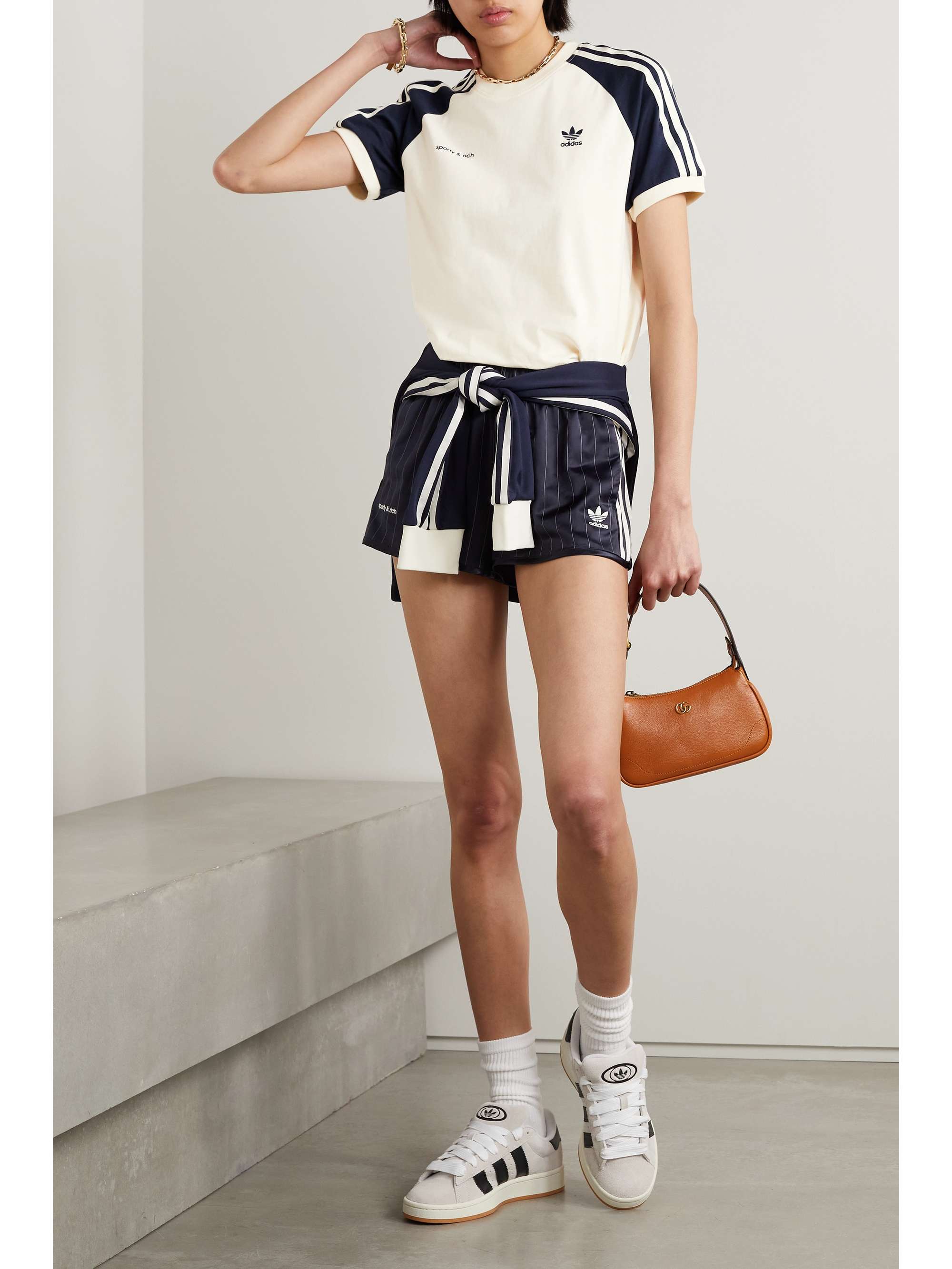 ADIDAS ORIGINALS + Sporty & Rich twotone cottonjersey Tshirt NETA