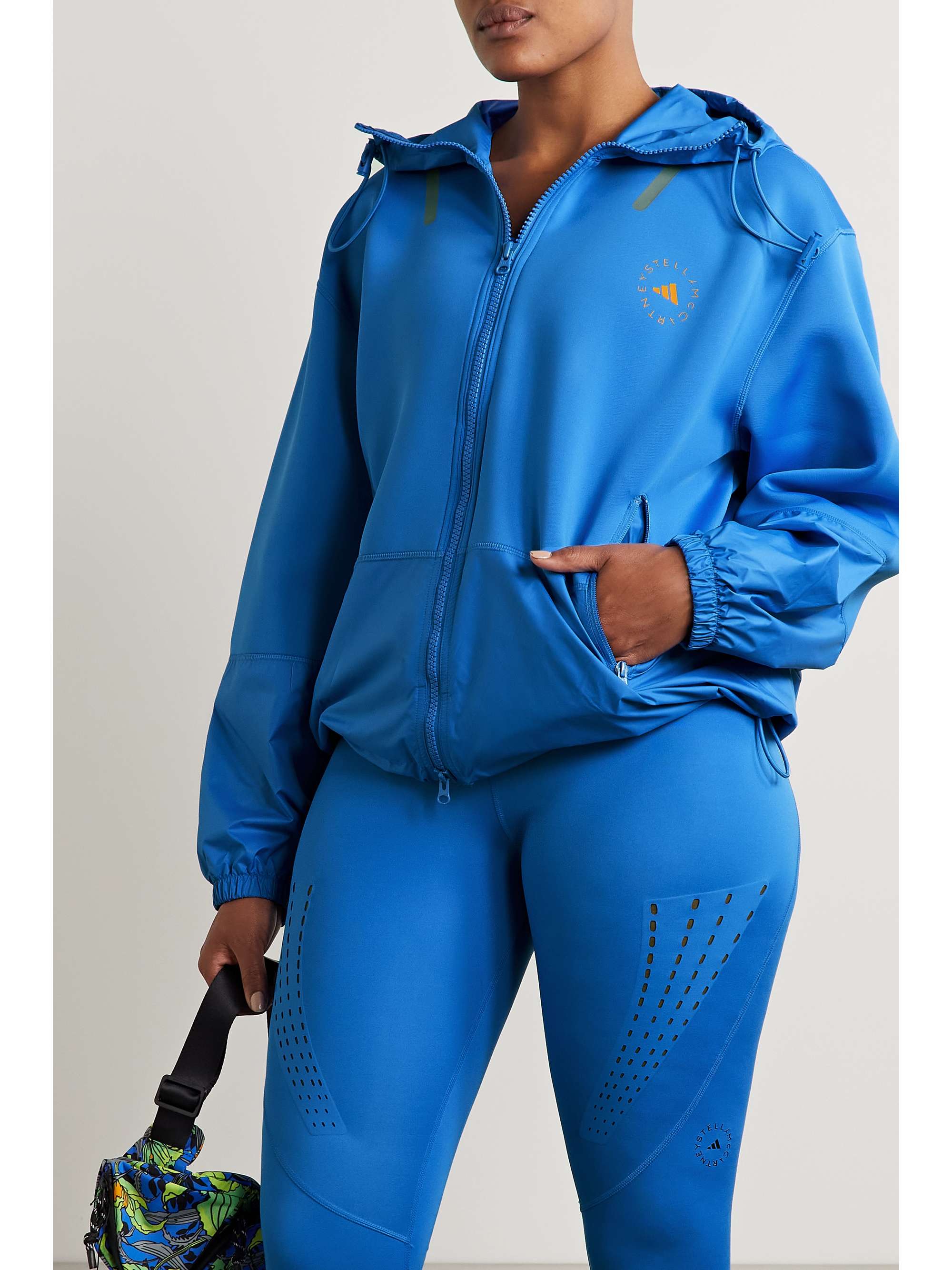 ADIDAS BY STELLA MCCARTNEY TruePace appliquéd shell and stretch recycled-jersey hoodie
