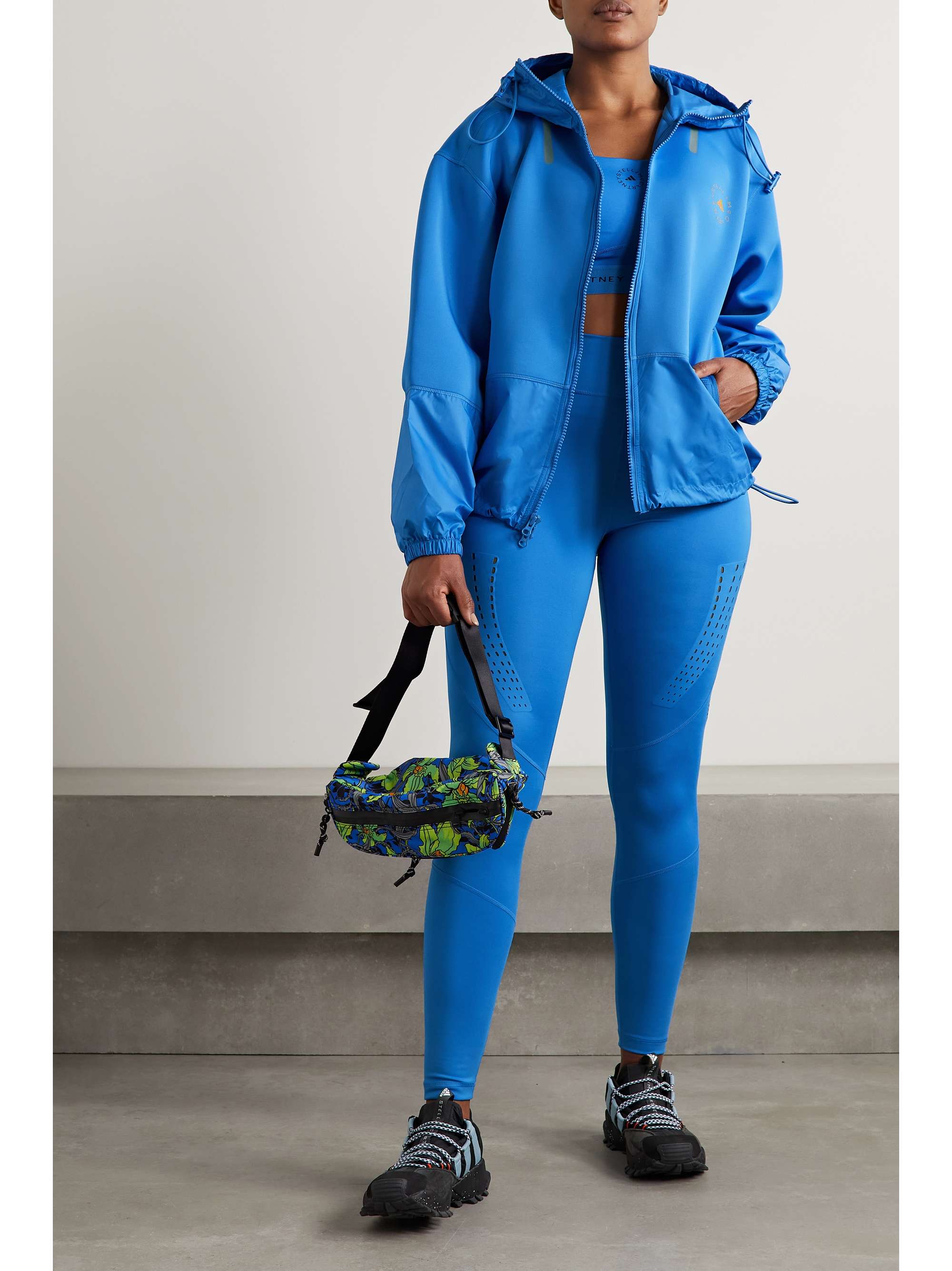 ADIDAS BY STELLA MCCARTNEY TruePace appliquéd shell and stretch recycled-jersey hoodie