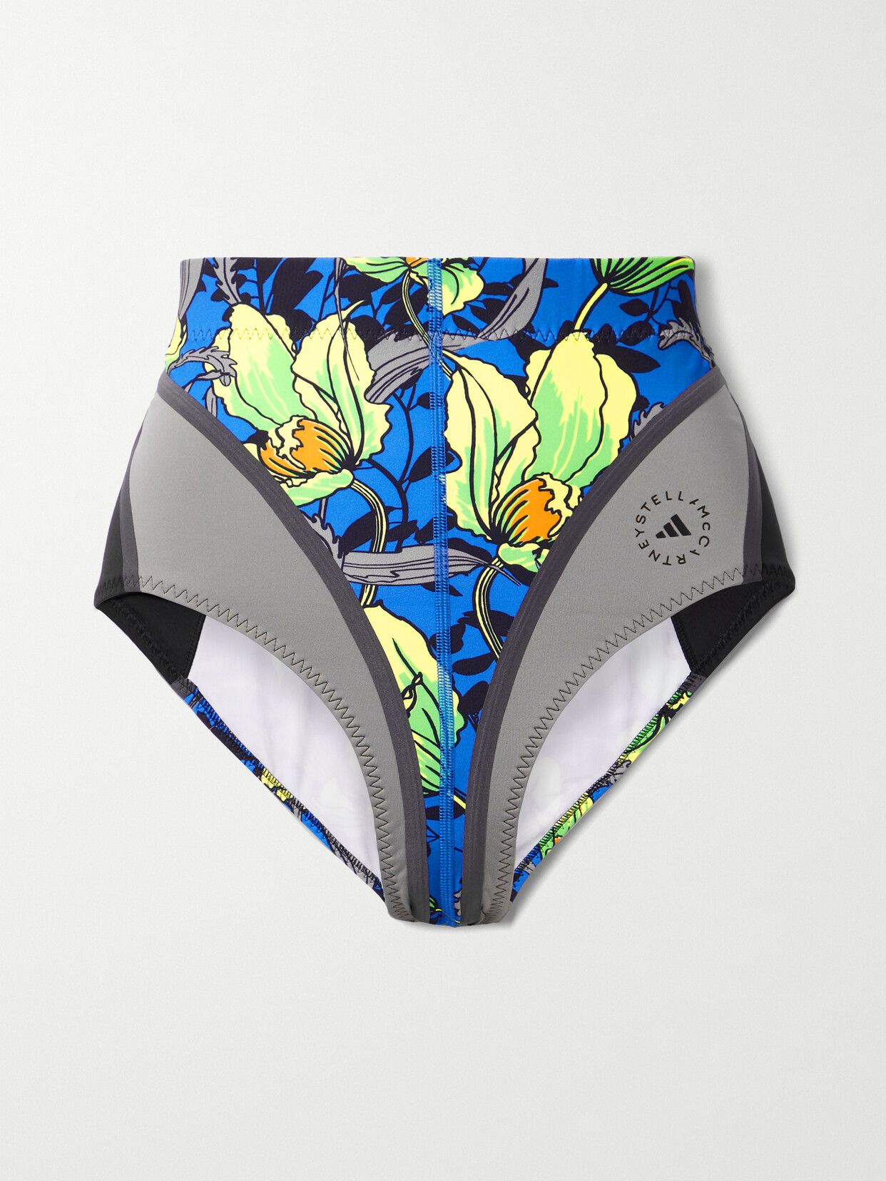 adidas by Stella McCartney - Truenature Paneled Floral-print Bikini Briefs - Blue