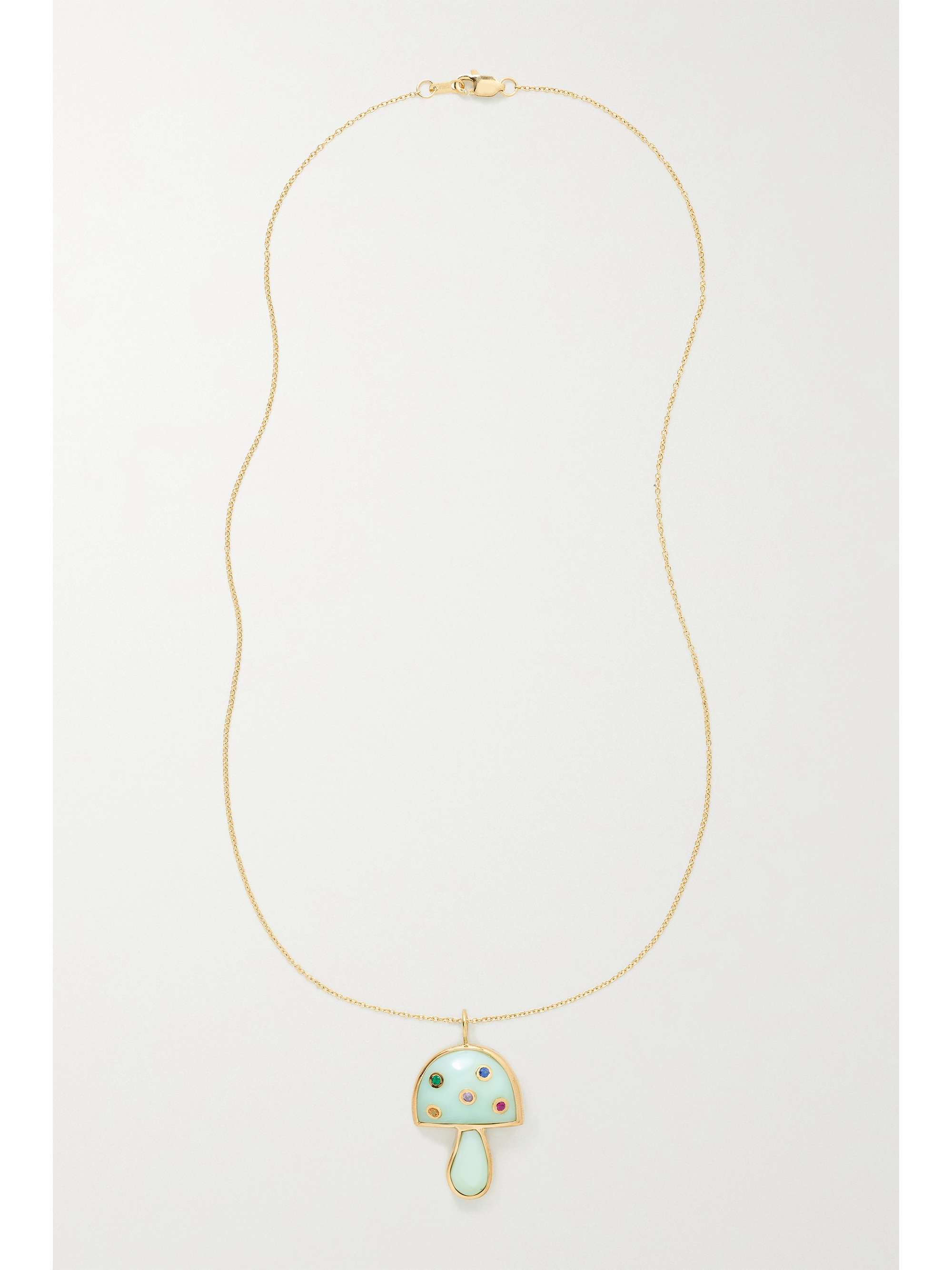 BRENT NEALE Mini Mushroom 18-karat gold multi-stone necklace