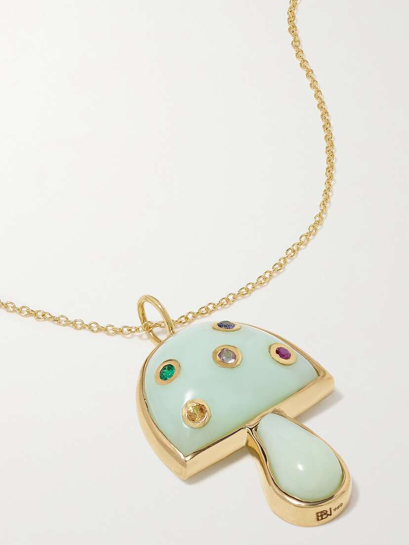 Brent Neale Mini Mushroom 18-karat Gold Multi-stone Necklace