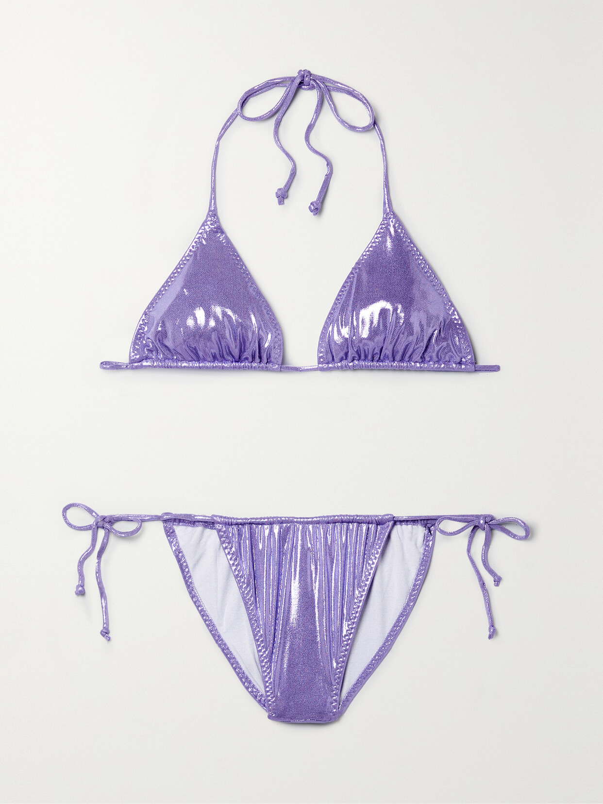 Norma Kamali - String Metallic Triangle Bikini - Purple