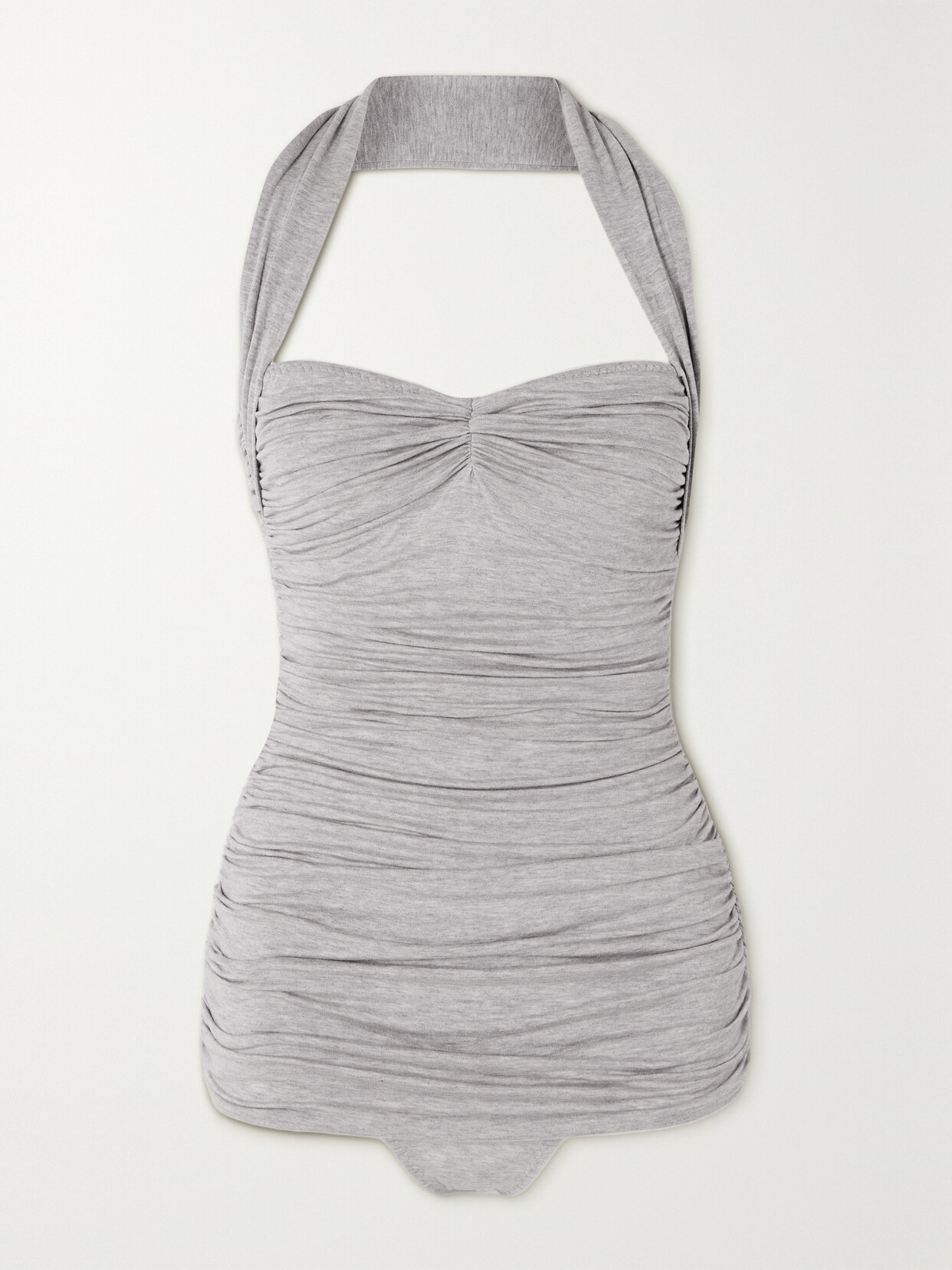 Norma Kamali - Bill Mio Ruched Stretch-jersey Swimsuit - Gray