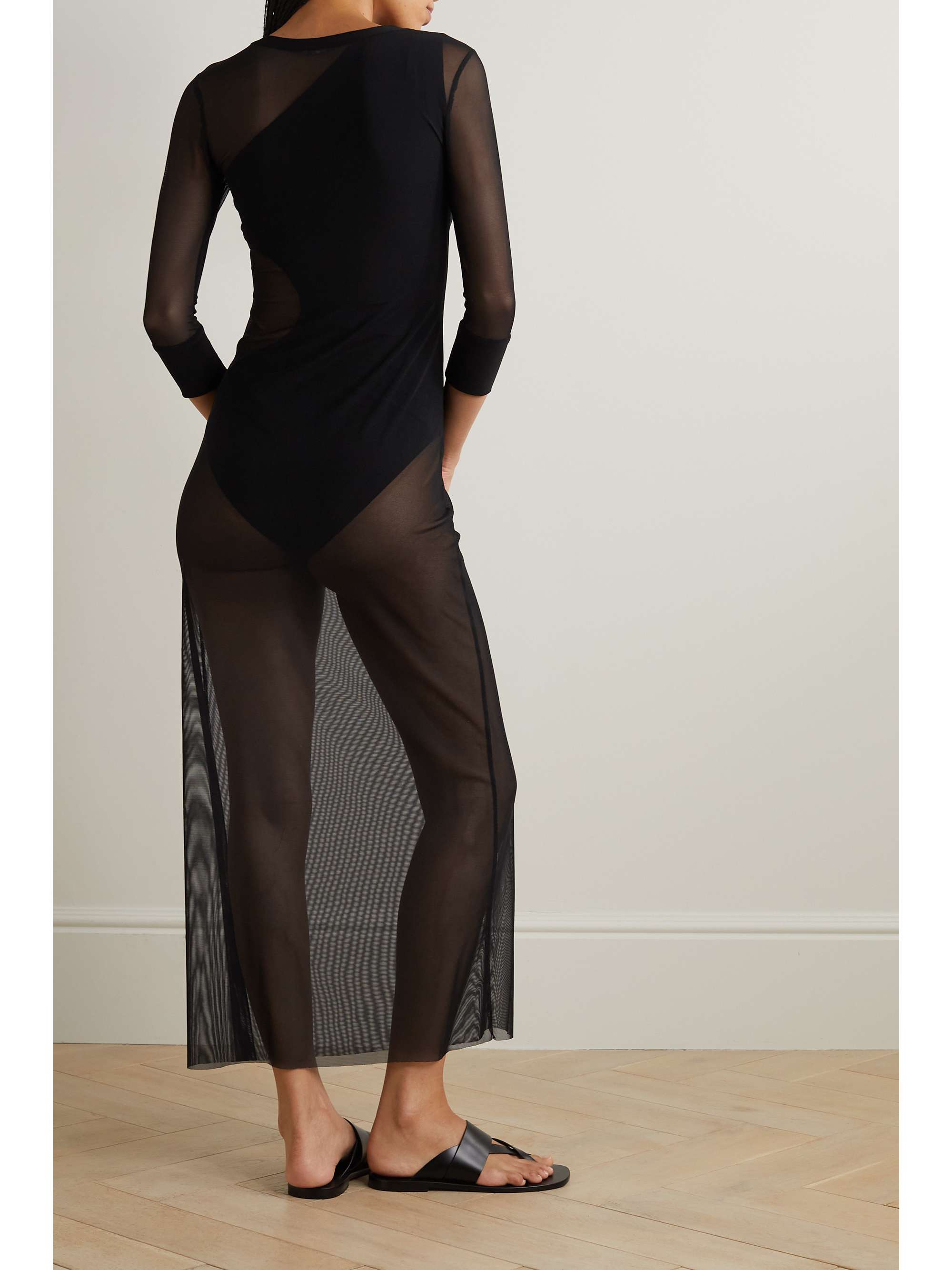 NORMA KAMALI Stretch-mesh maxi dress | NET-A-PORTER