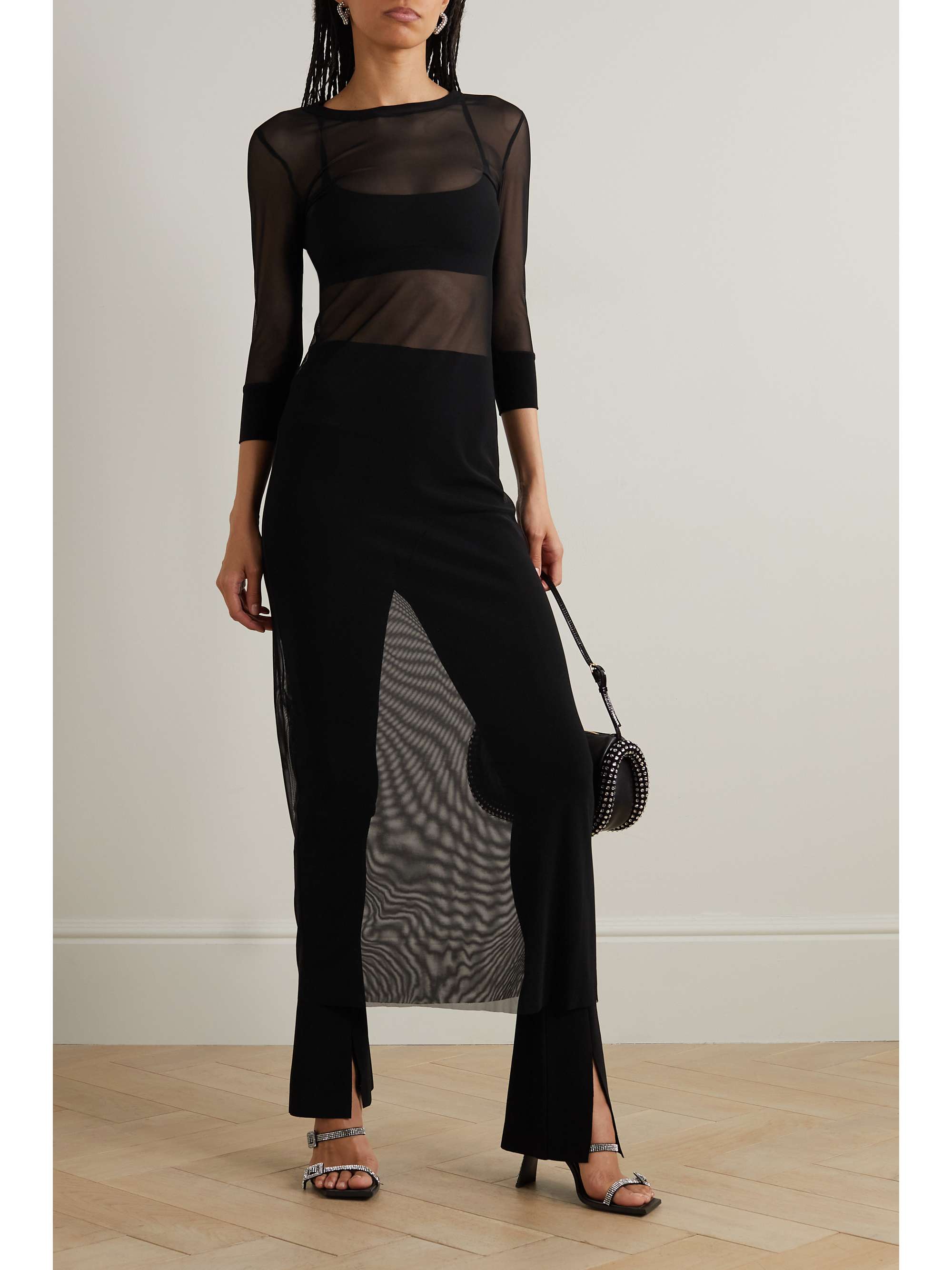 NORMA KAMALI Stretch-mesh maxi dress | NET-A-PORTER