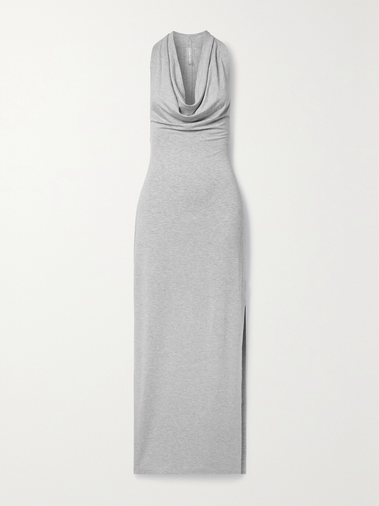 Norma Kamali Neeta Draped Stretch-jersey Maxi Dress In Gray