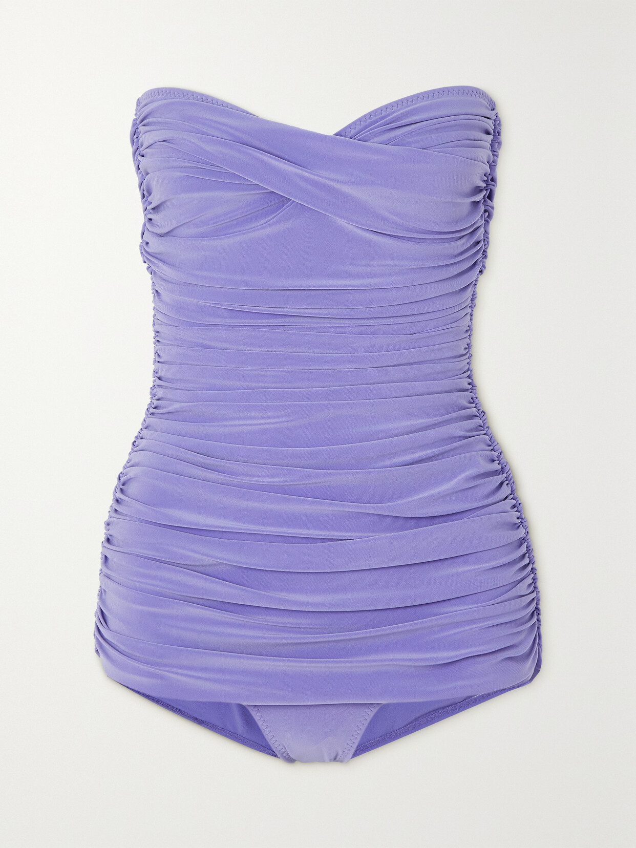 Norma Kamali - Walter Mio Strapless Ruched Swimsuit - Purple