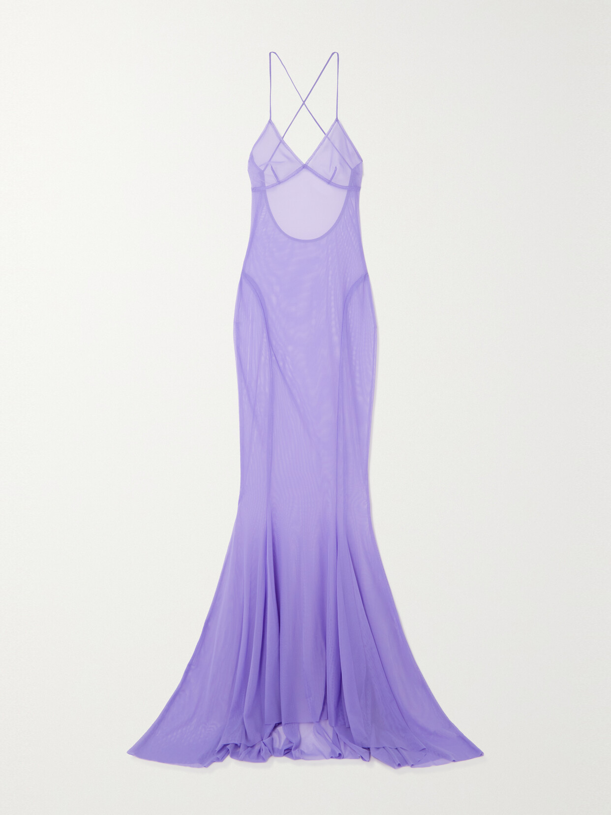 Norma Kamali - Open-back Mesh Gown - Purple