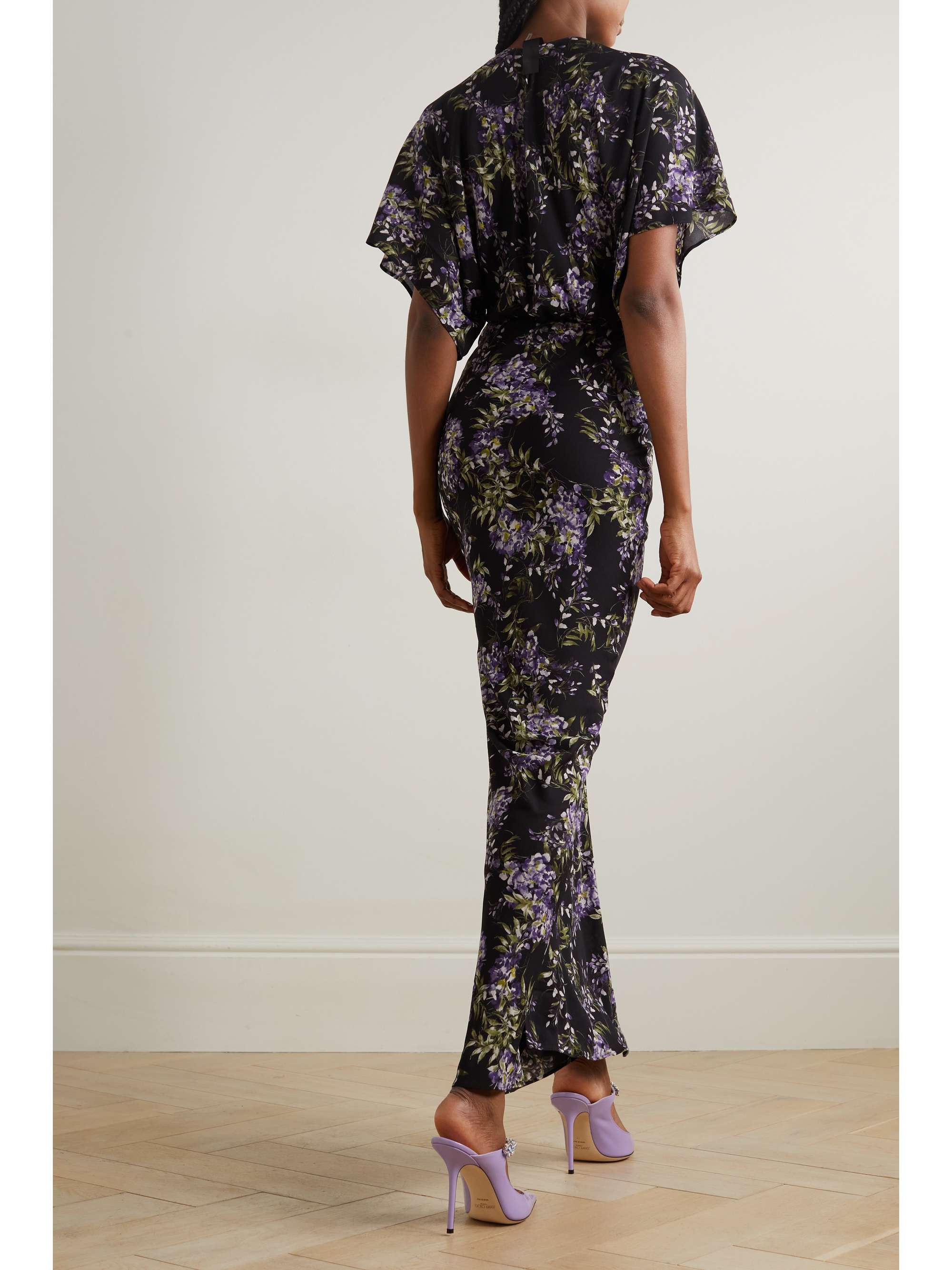 NORMA KAMALI Obie cutout floral-print georgette gown | NET-A-PORTER