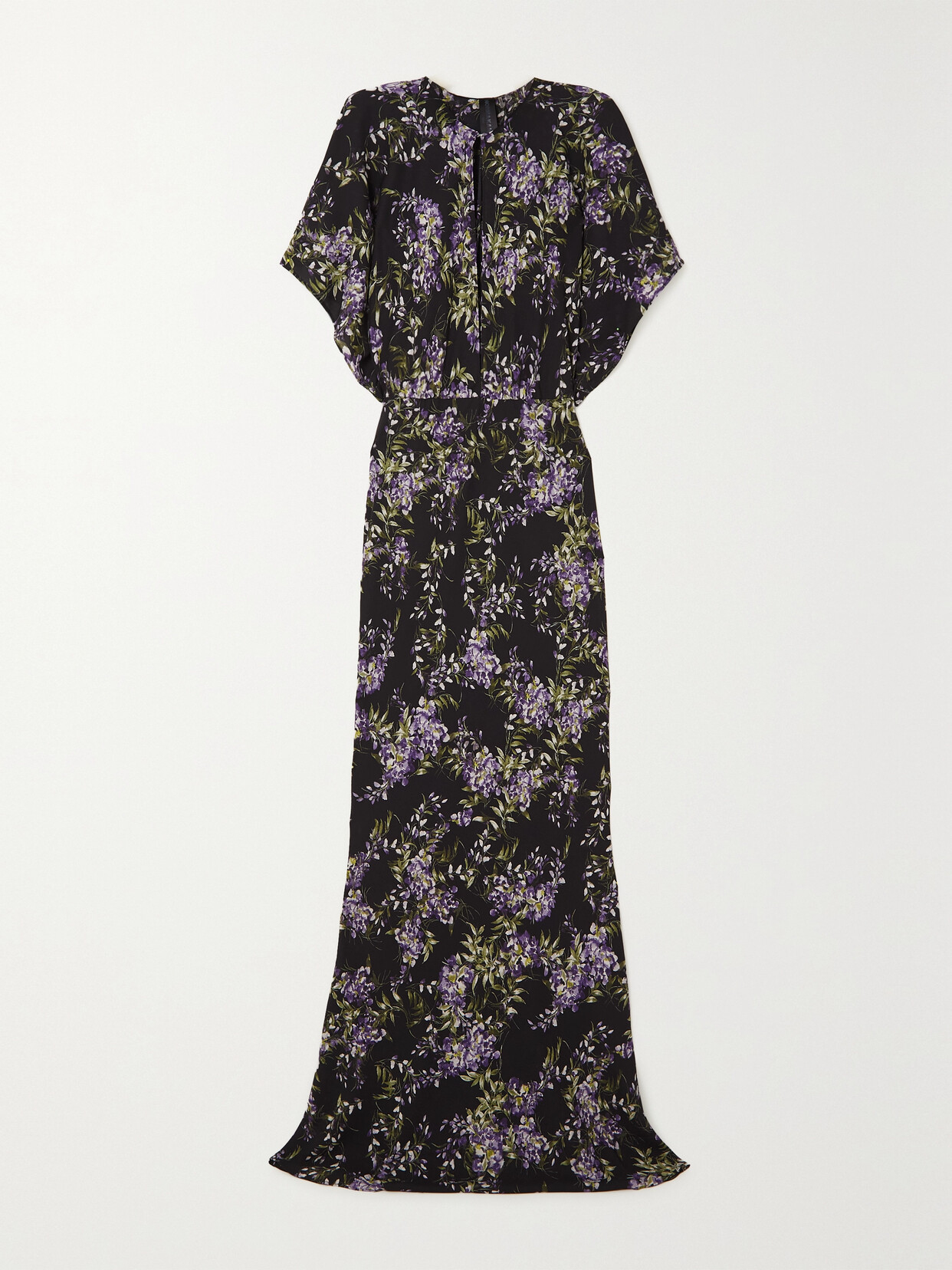 Norma Kamali Obie Cutout Floral-print Georgette Gown In Purple