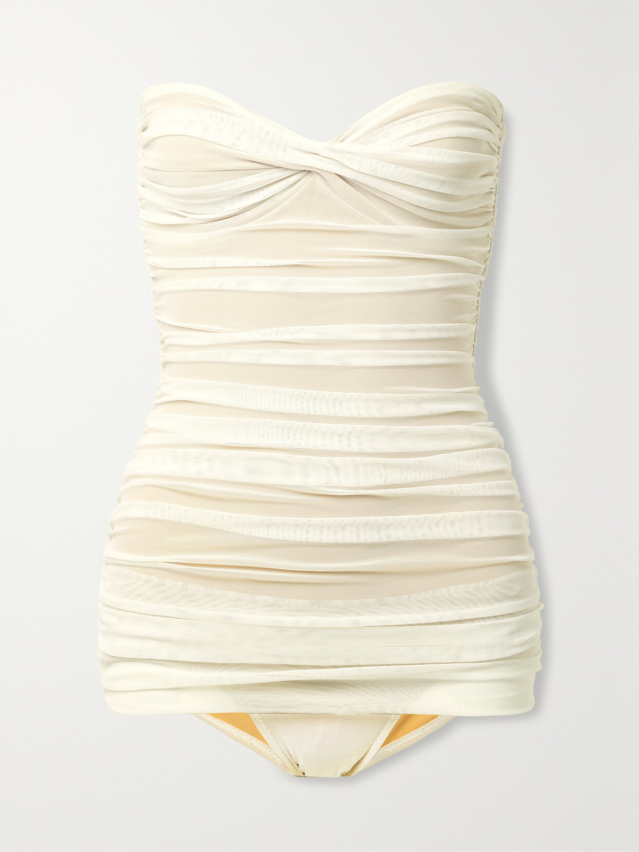 Norma Kamali - Walter Mio Strapless Ruched Stretch-tulle Swimsuit - White