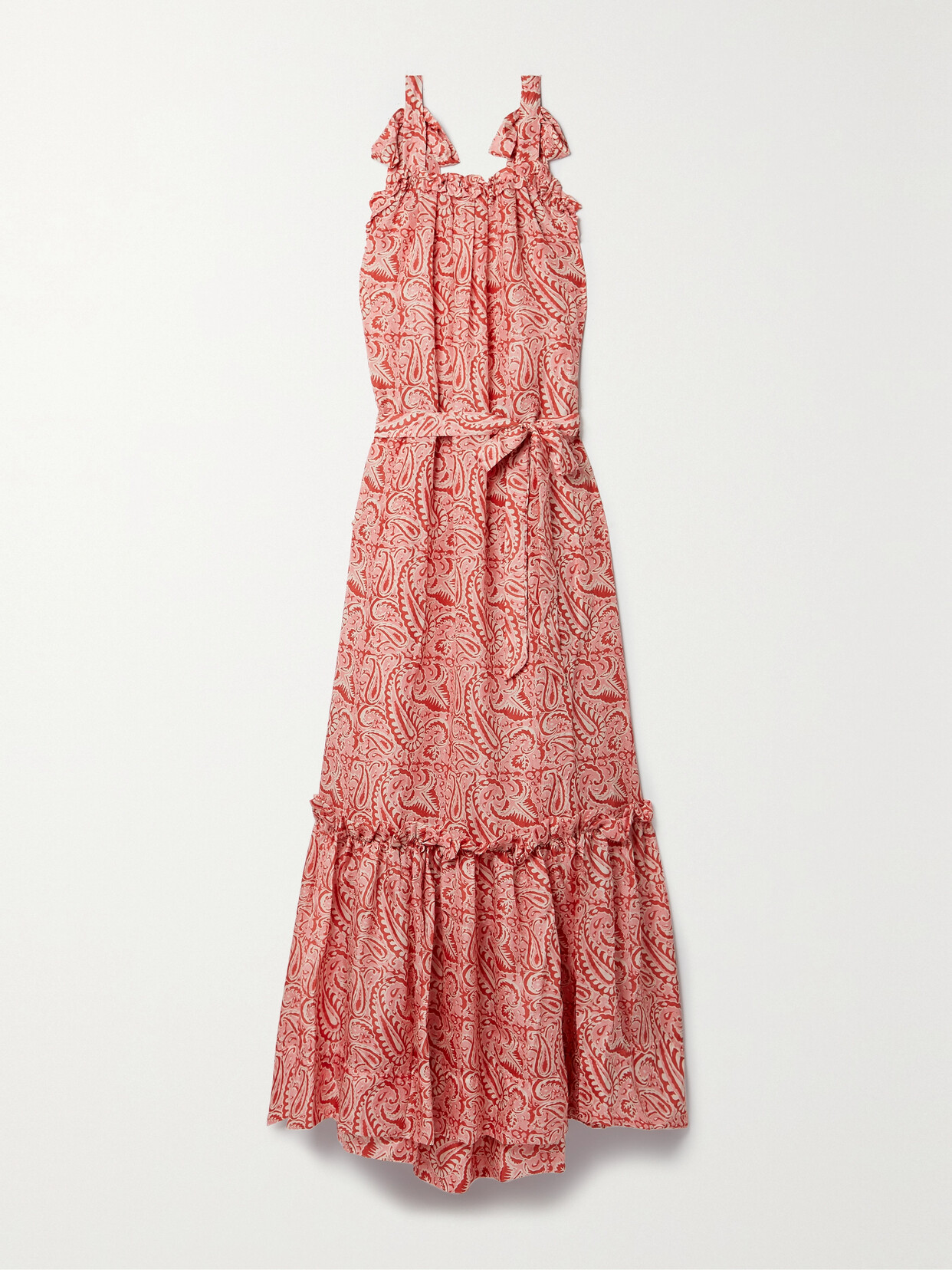 Hannah Artwear + Net Sustain Aubrie Belted Paisley-print Silk-habotai Maxi Dress - Pink
