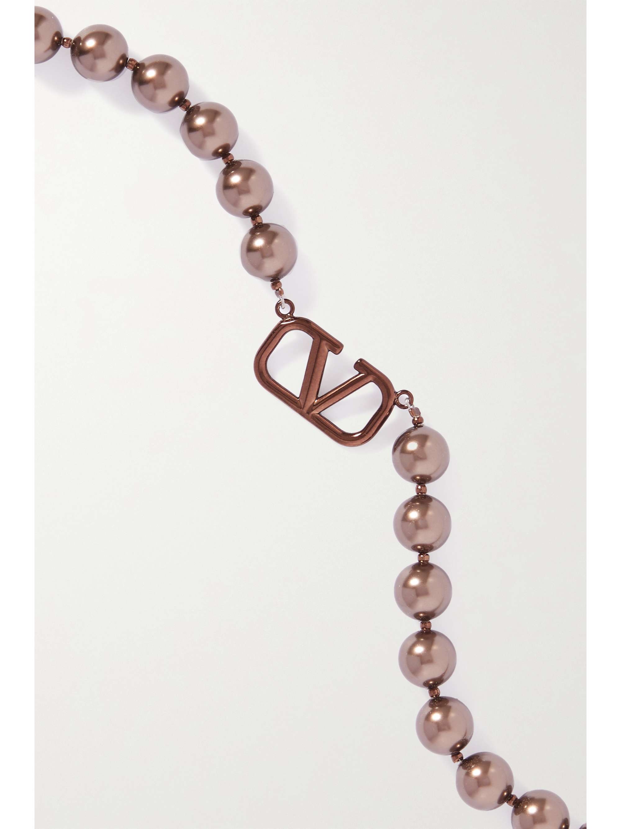 VALENTINO GARAVANI VLOGO coated-metal and faux pearl necklace
