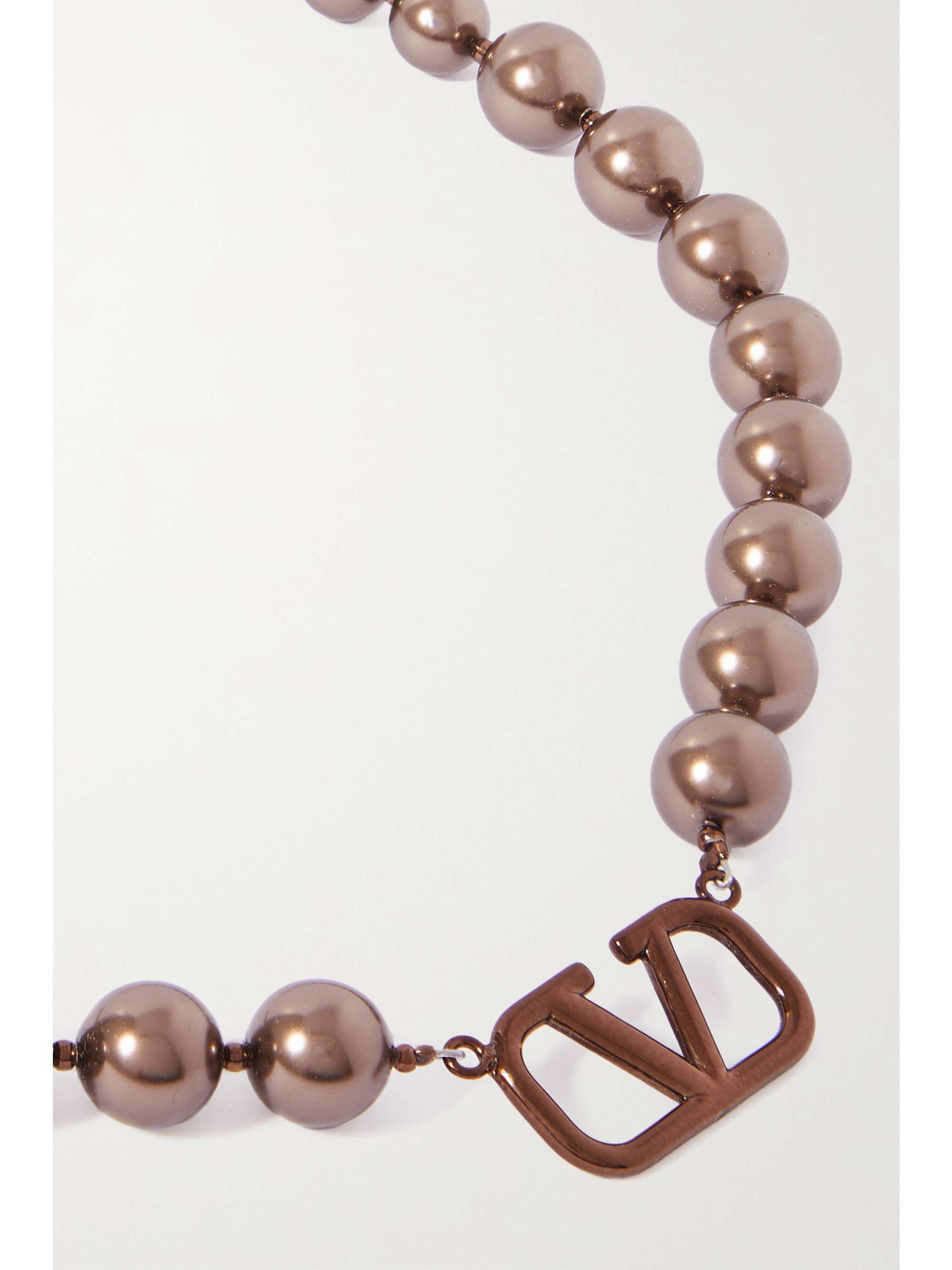VALENTINO GARAVANI VLOGO coated-metal and faux pearl necklace