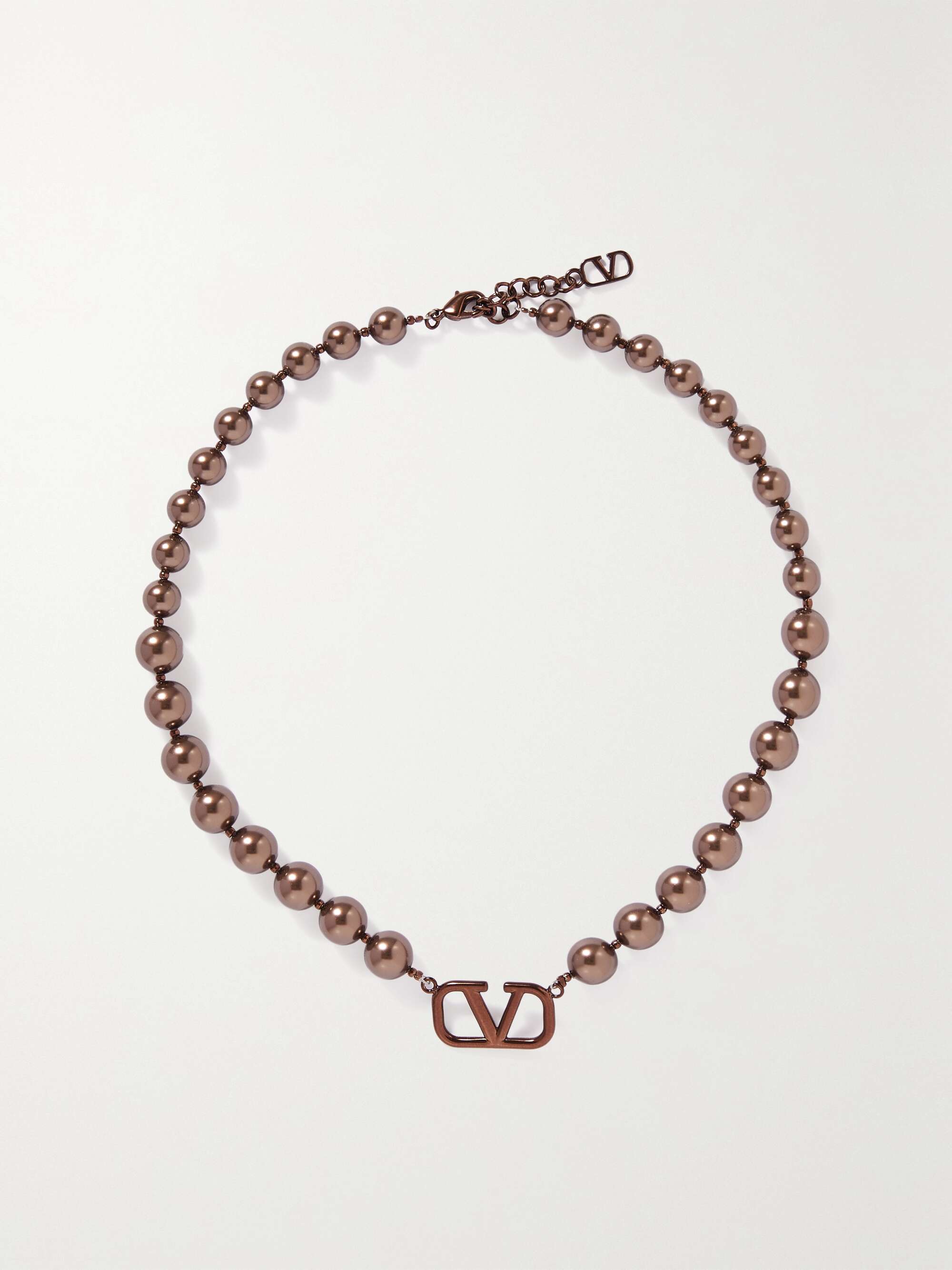 VALENTINO GARAVANI VLOGO coated-metal and faux pearl necklace