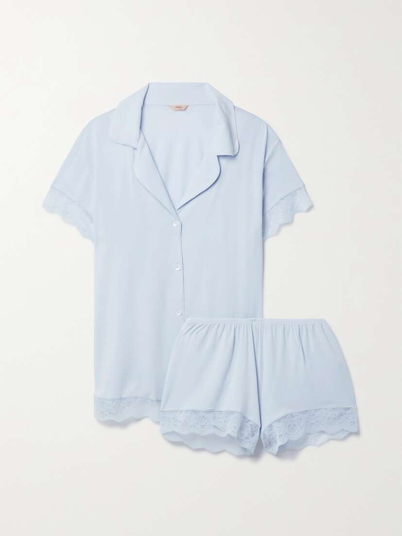 Eberjey Malou Lace-trimmed Stretch-tencel Modal Jersey Pajama Set