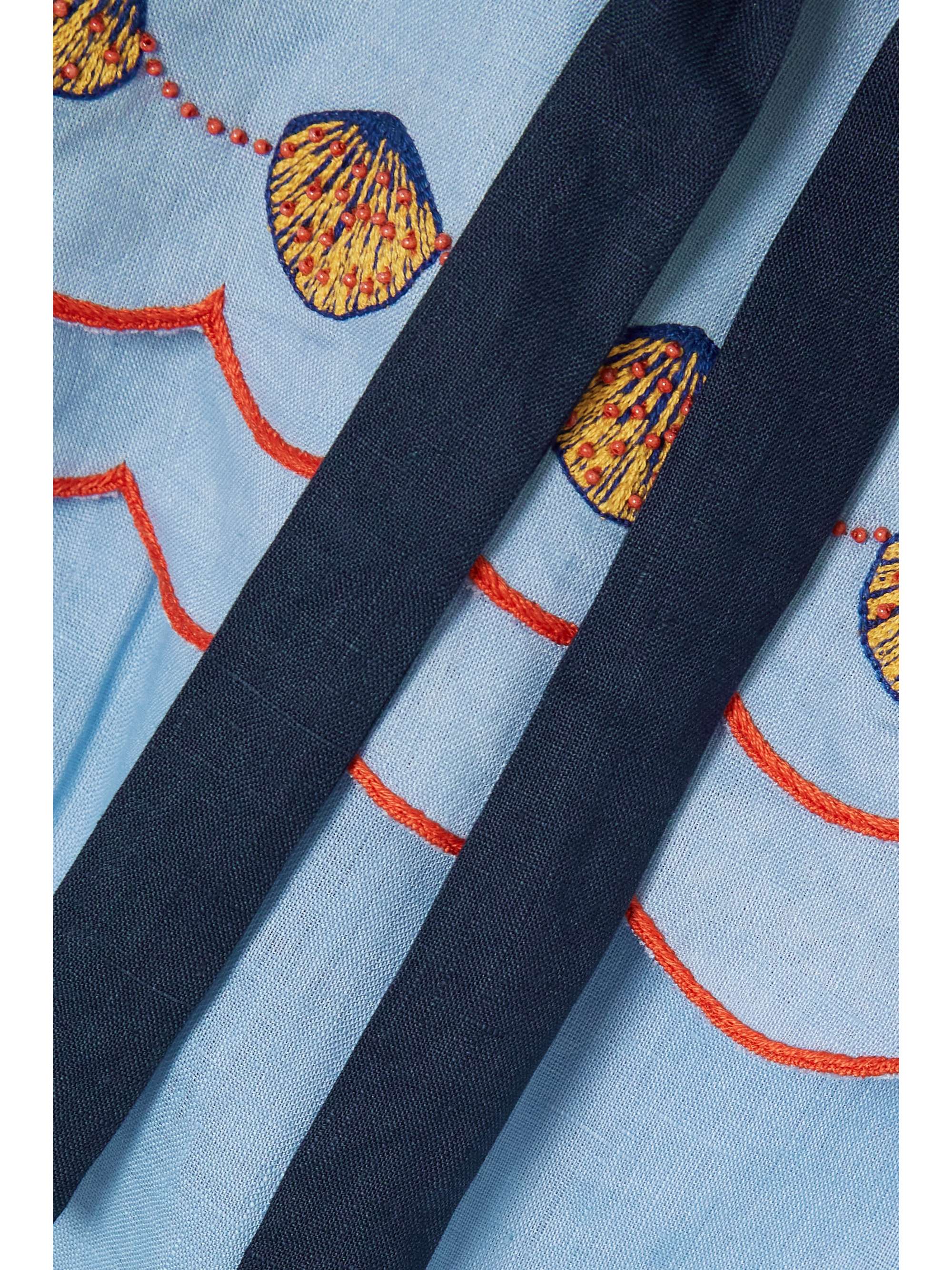 SALONI Marlowe bowdetailed embellished linen jumpsuit NETAPORTER