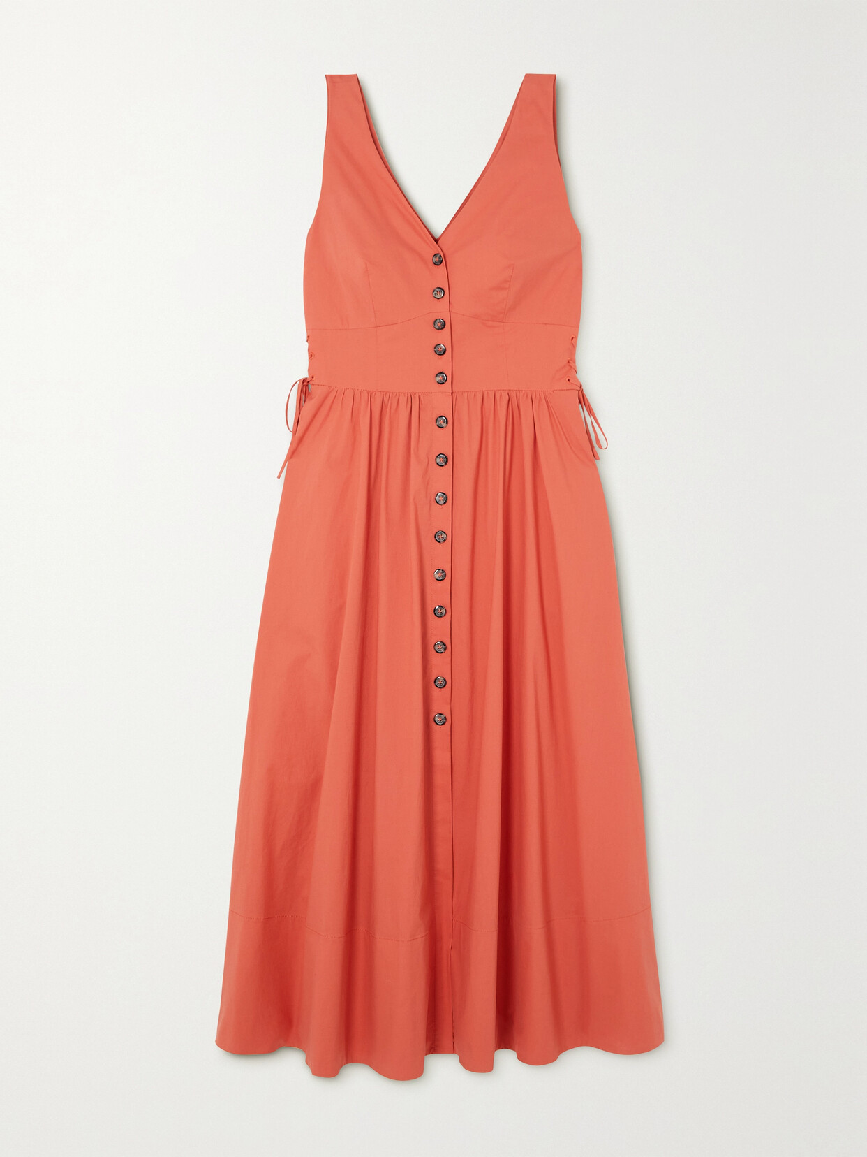 Saloni Luella Bow-detailed Cotton-blend Poplin Midi Dress