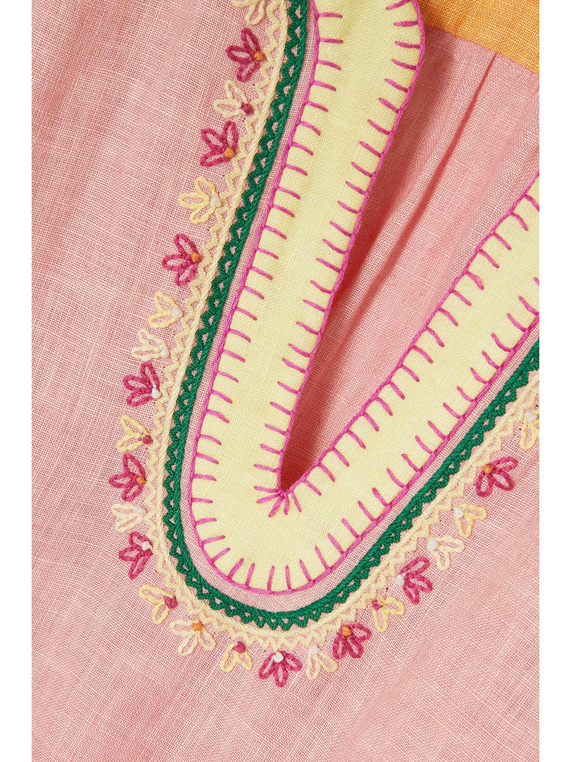 SALONI Ashley tiered embroidered linen mini dress NETAPORTER