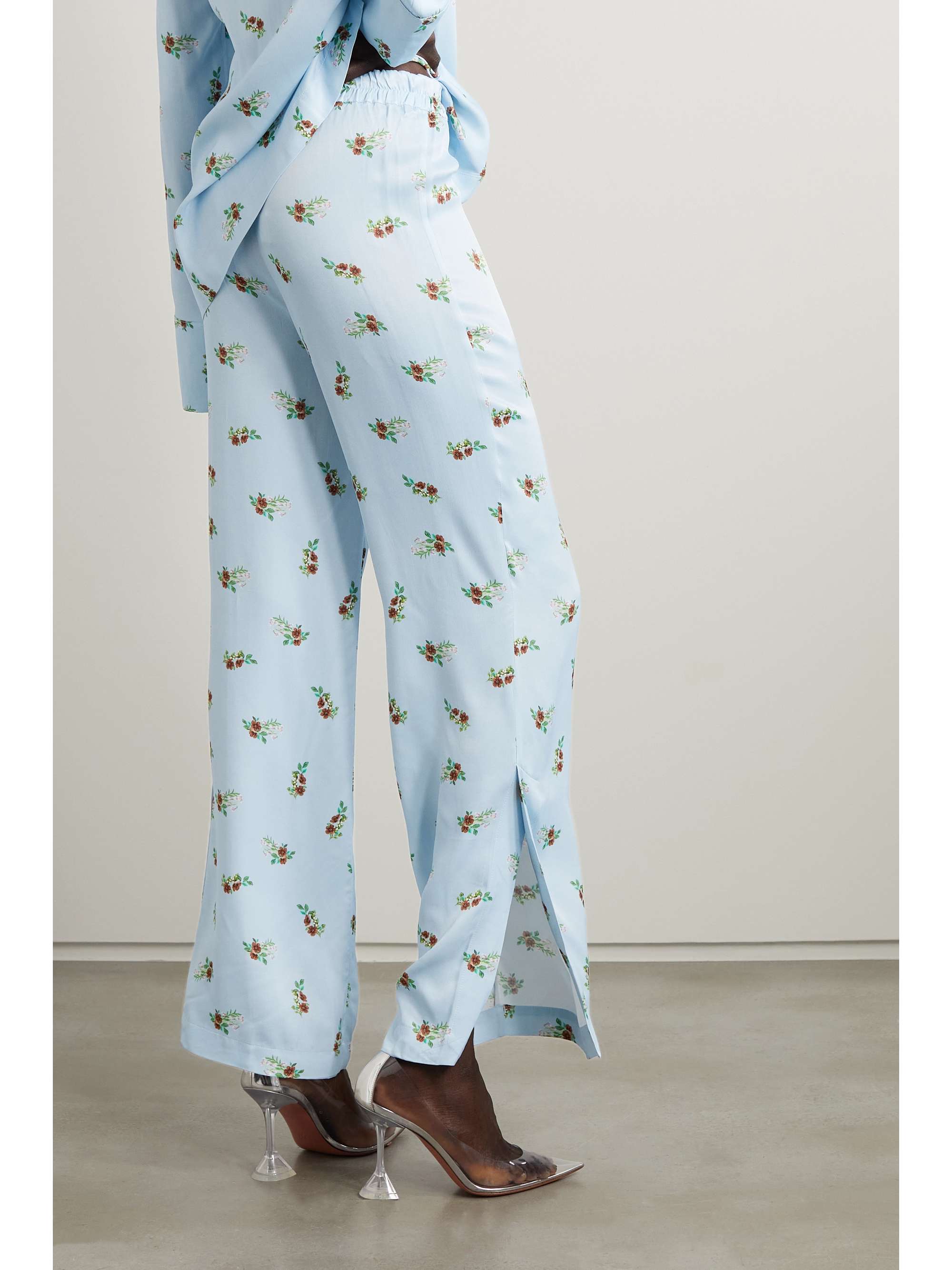 SLEEPER Blossom floral-print satin pants