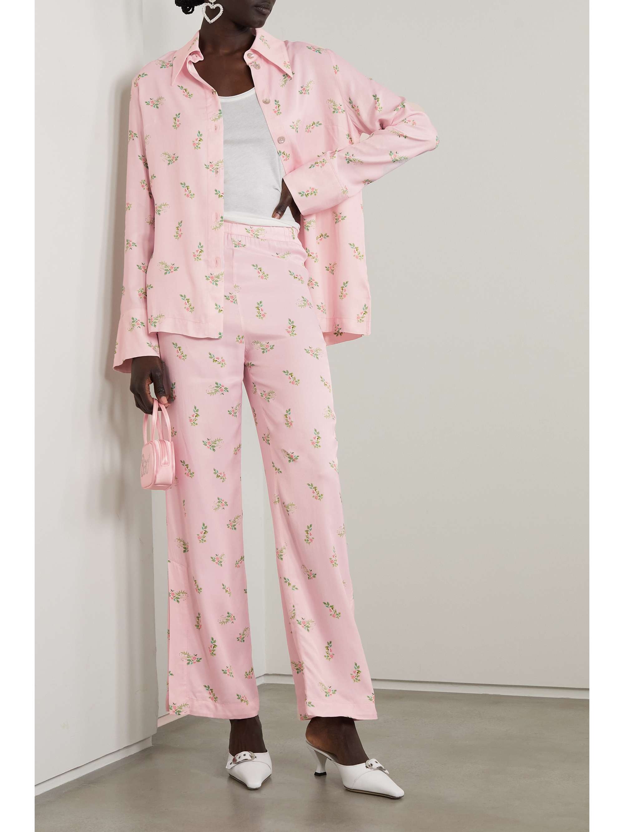 SLEEPER Blossom floral-print satin shirt