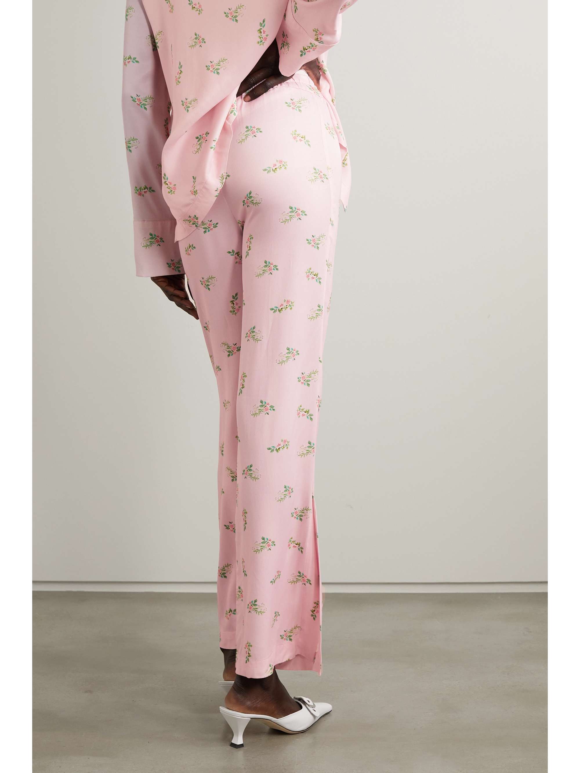 SLEEPER Blossom floral-print satin pants