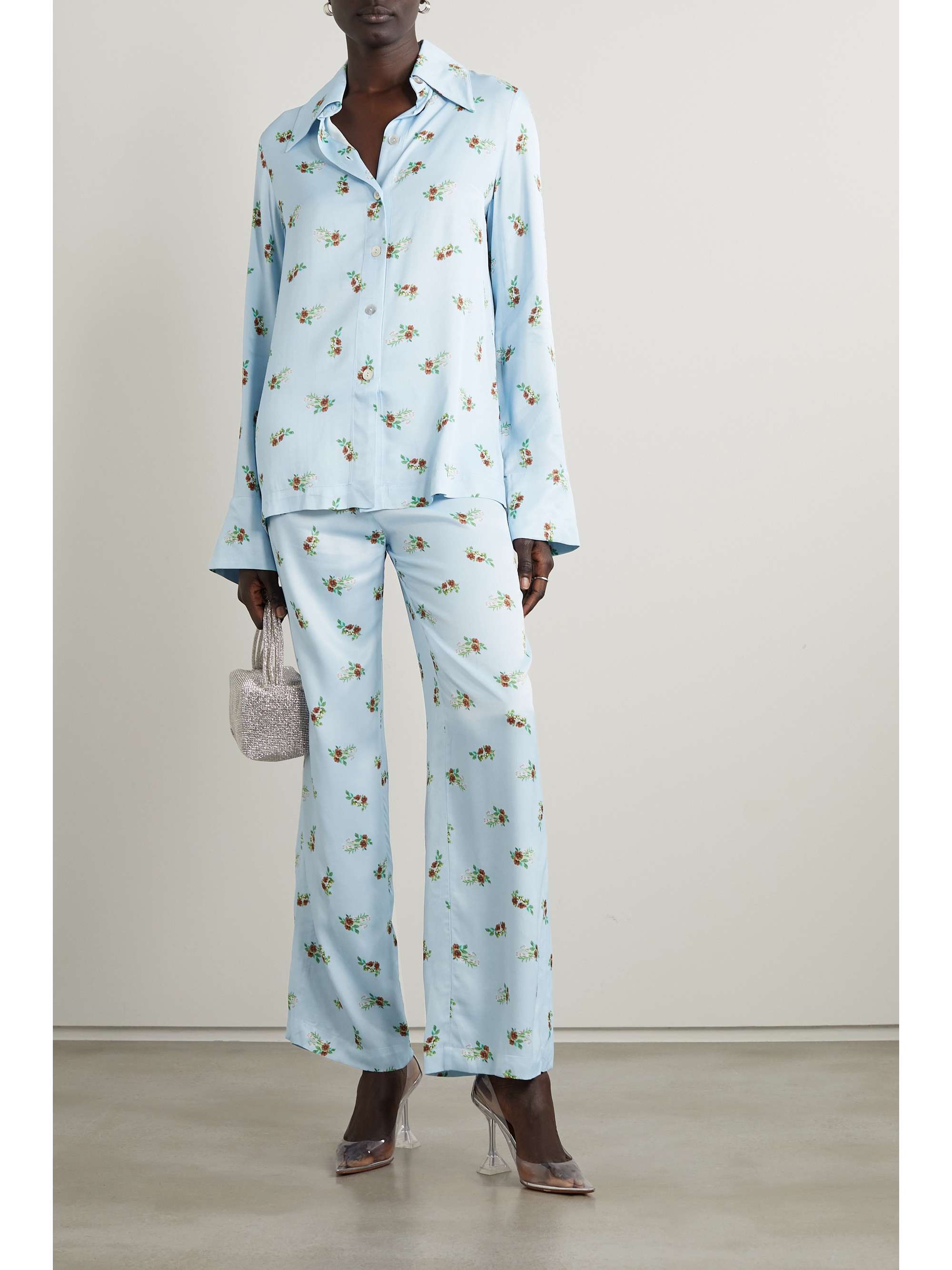 SLEEPER Blossom floral-print satin shirt