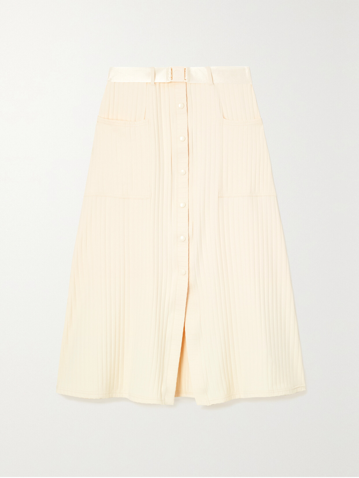 Eres Paradise Belted Ribbed-knit Midi Skirt - White
