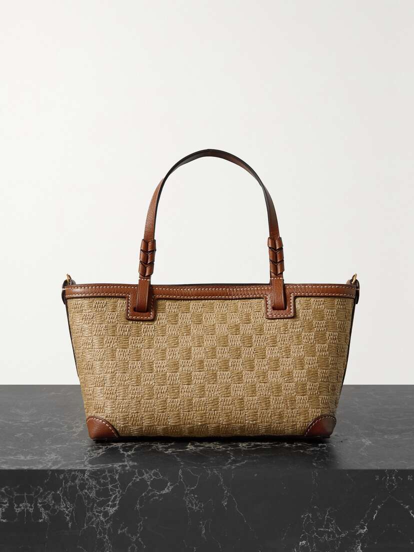 Métier Cala 21 Small Leather-trimmed Woven Straw Tote