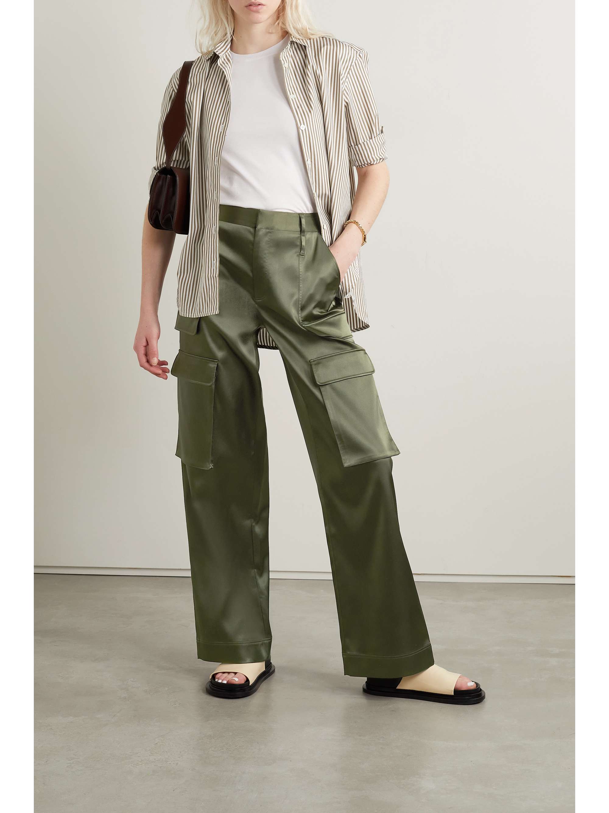 Satin Cargo Pants