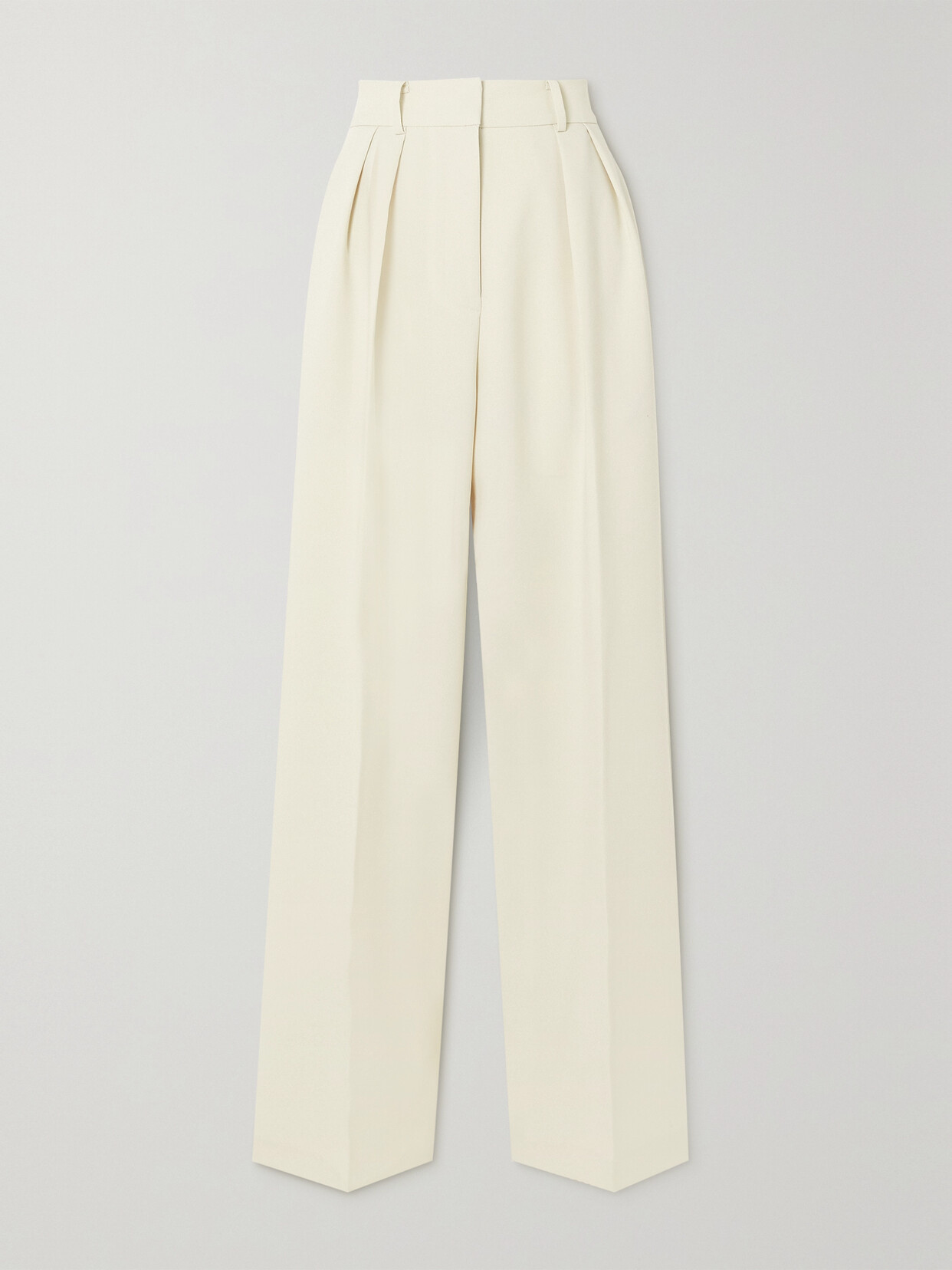 The Frankie Shop - Corrin Pleated Grain De Poudre Wide-leg Pants - Ivory
