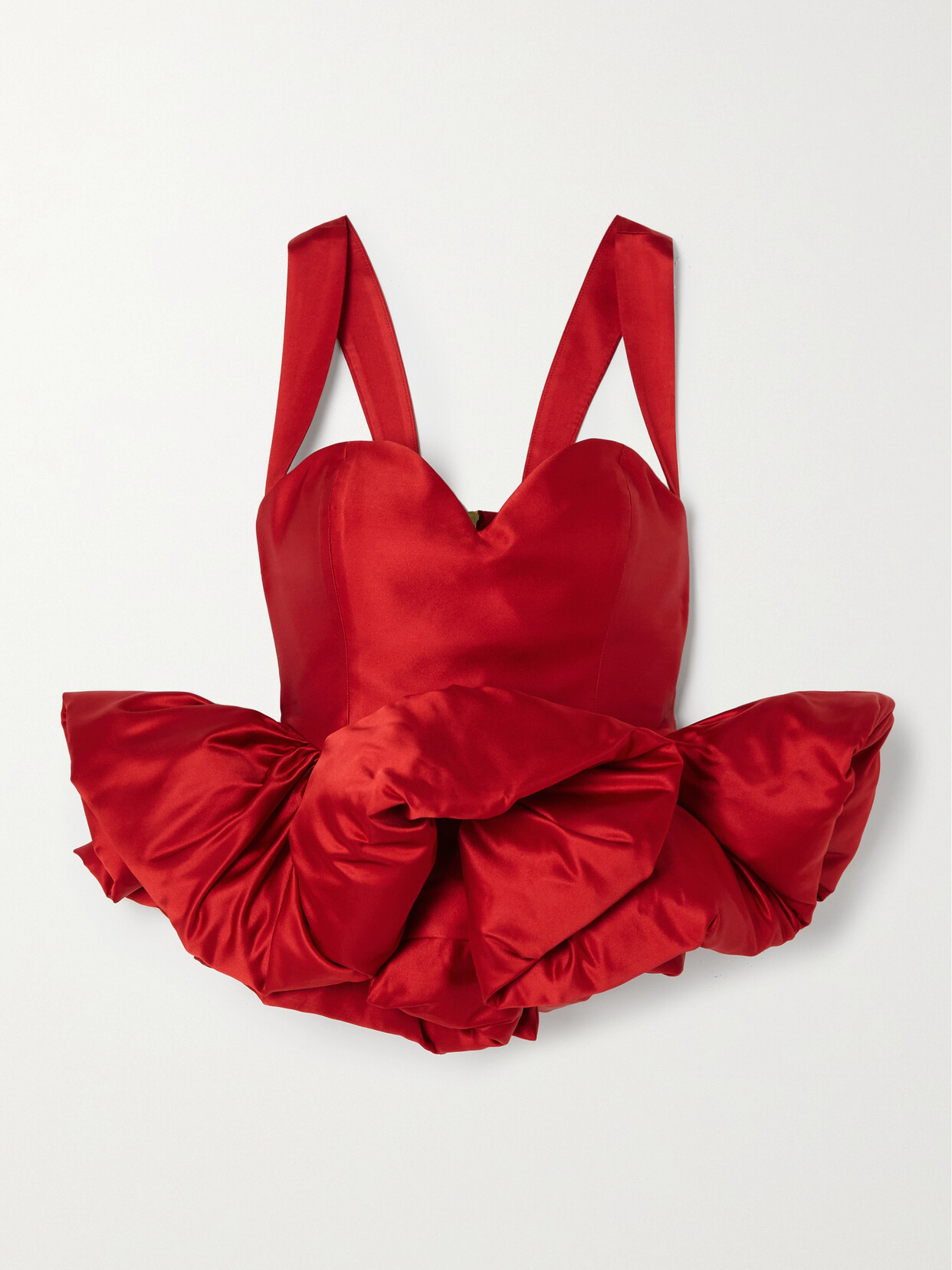 Miss Sohee + The Vanguard Duchesse Silk-blend Satin Peplum Top - Red