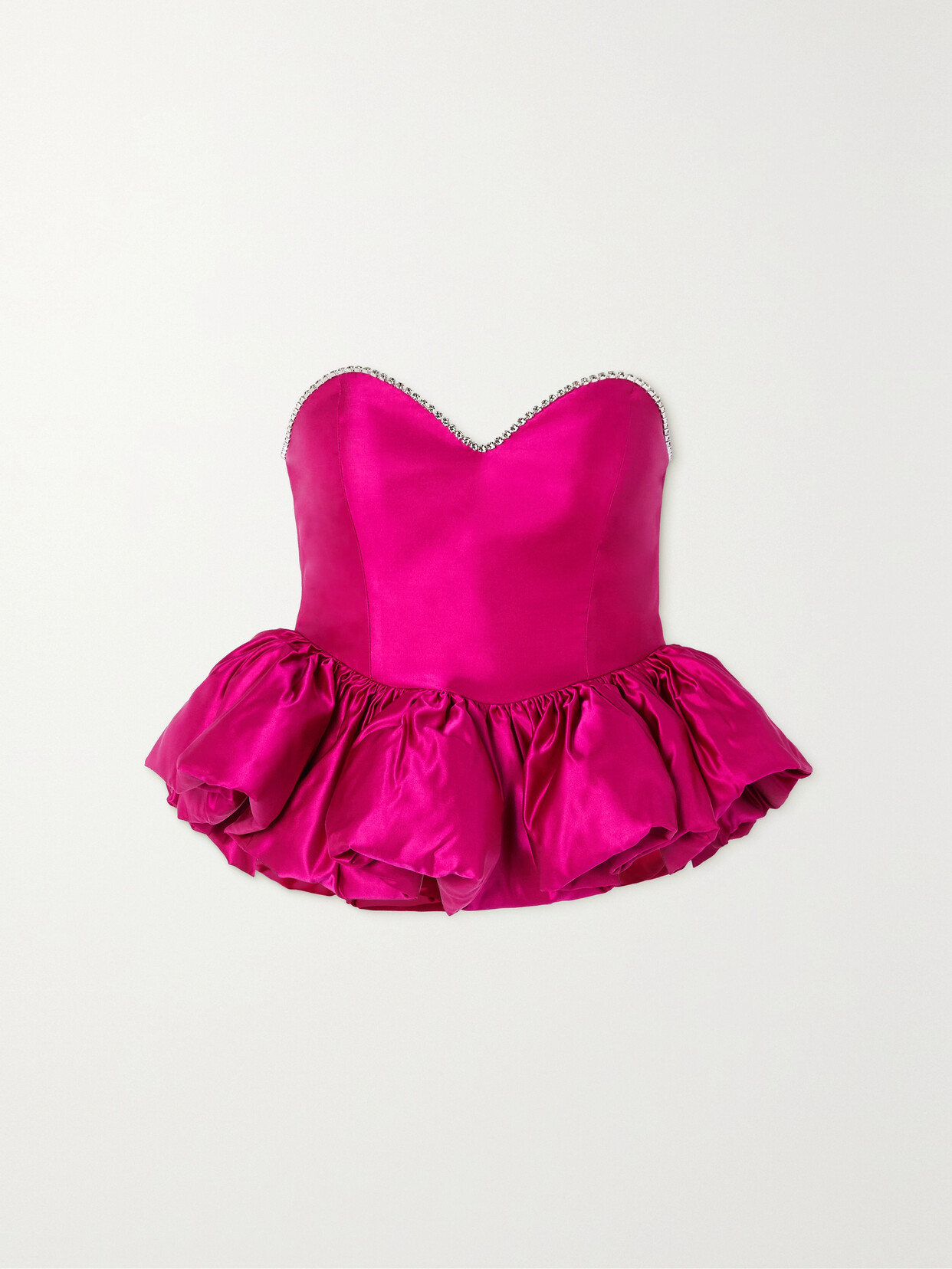 Miss Sohee + The Vanguard Embellished Silk-blend Satin Peplum Top - Pink
