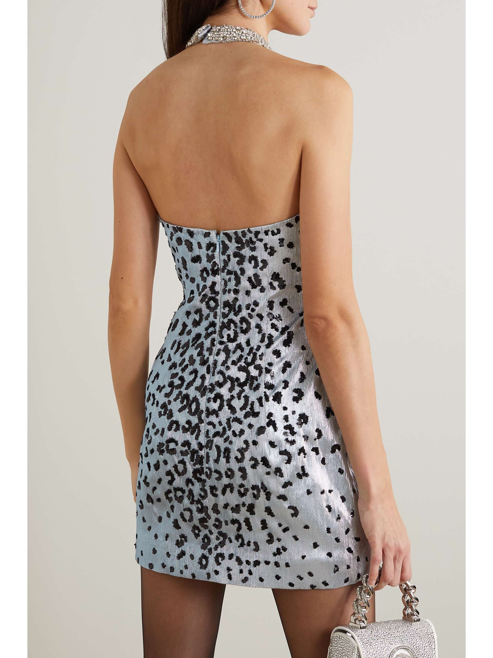 MISS SOHEE Crystal and sequin-embellished lamé mini dress