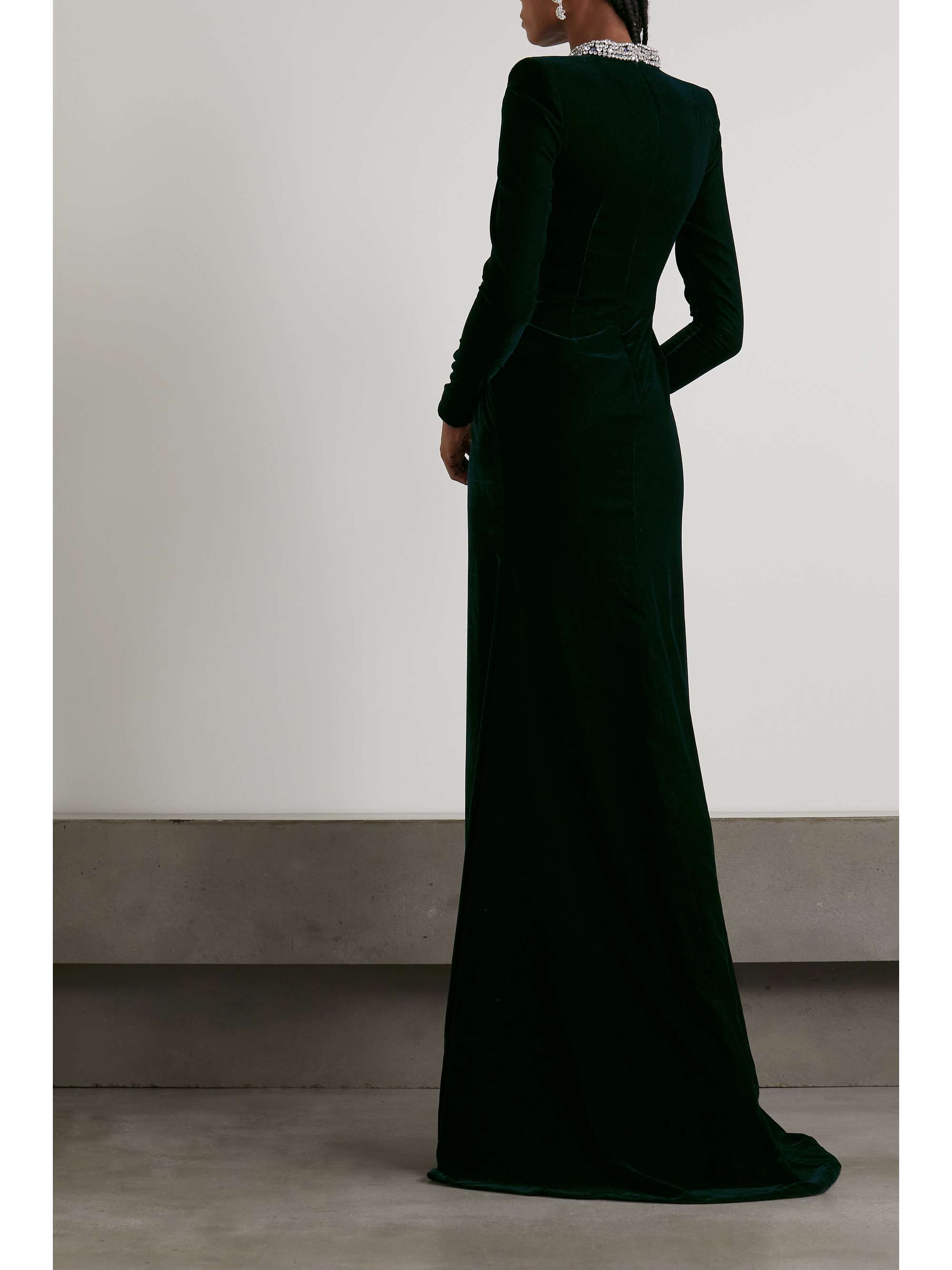 MISS SOHEE + The Vanguard crystal-embellished cutout stretch-velvet gown