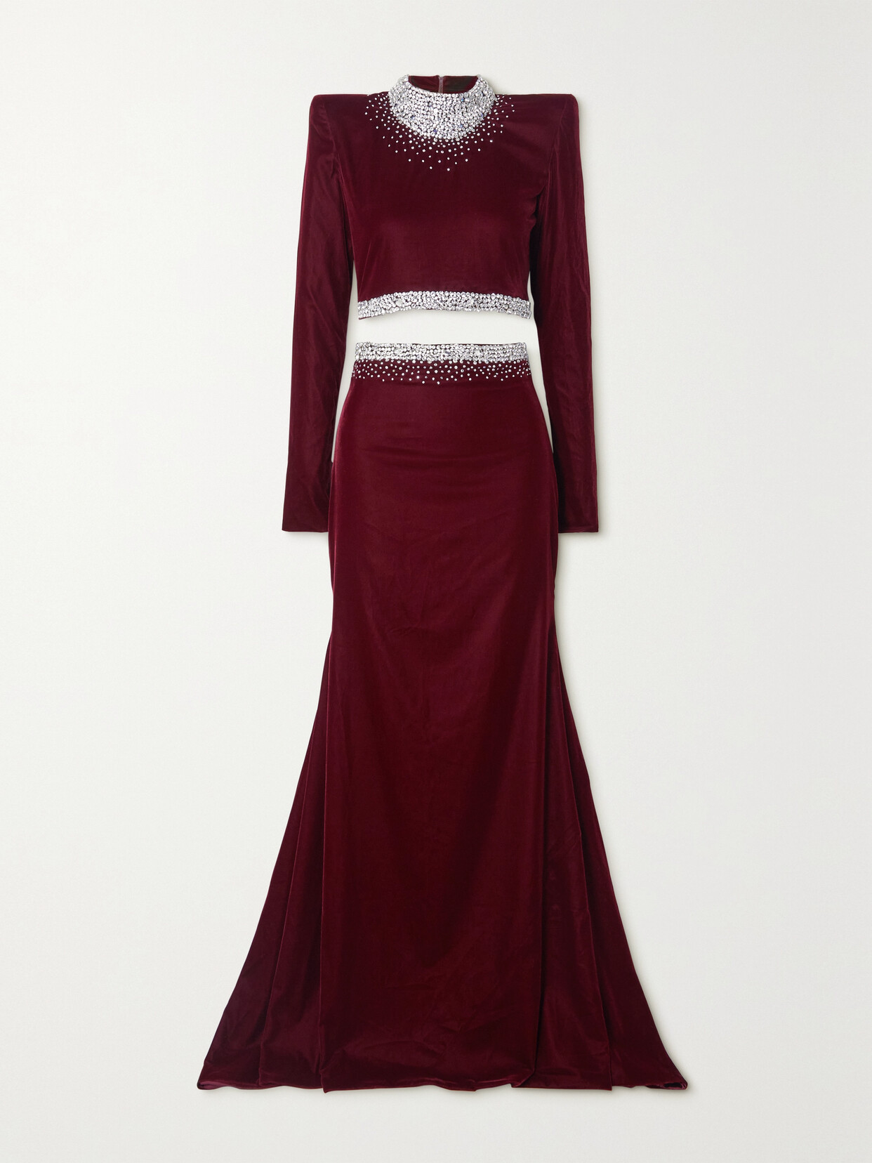 Miss Sohee - + The Vanguard Crystal-embellished Silk Top And Maxi Skirt Set - Burgundy