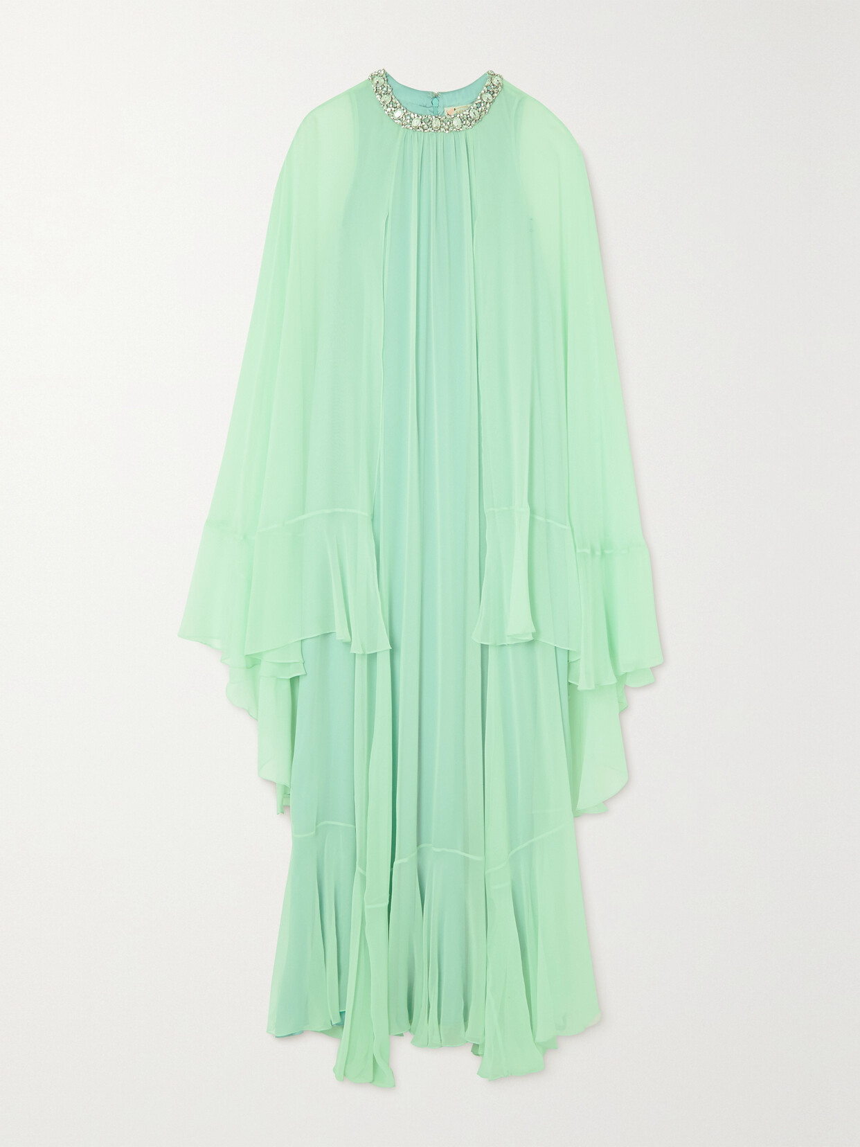 Miss Sohee Crystal-embellished Silk-chiffon Kaftan - Green