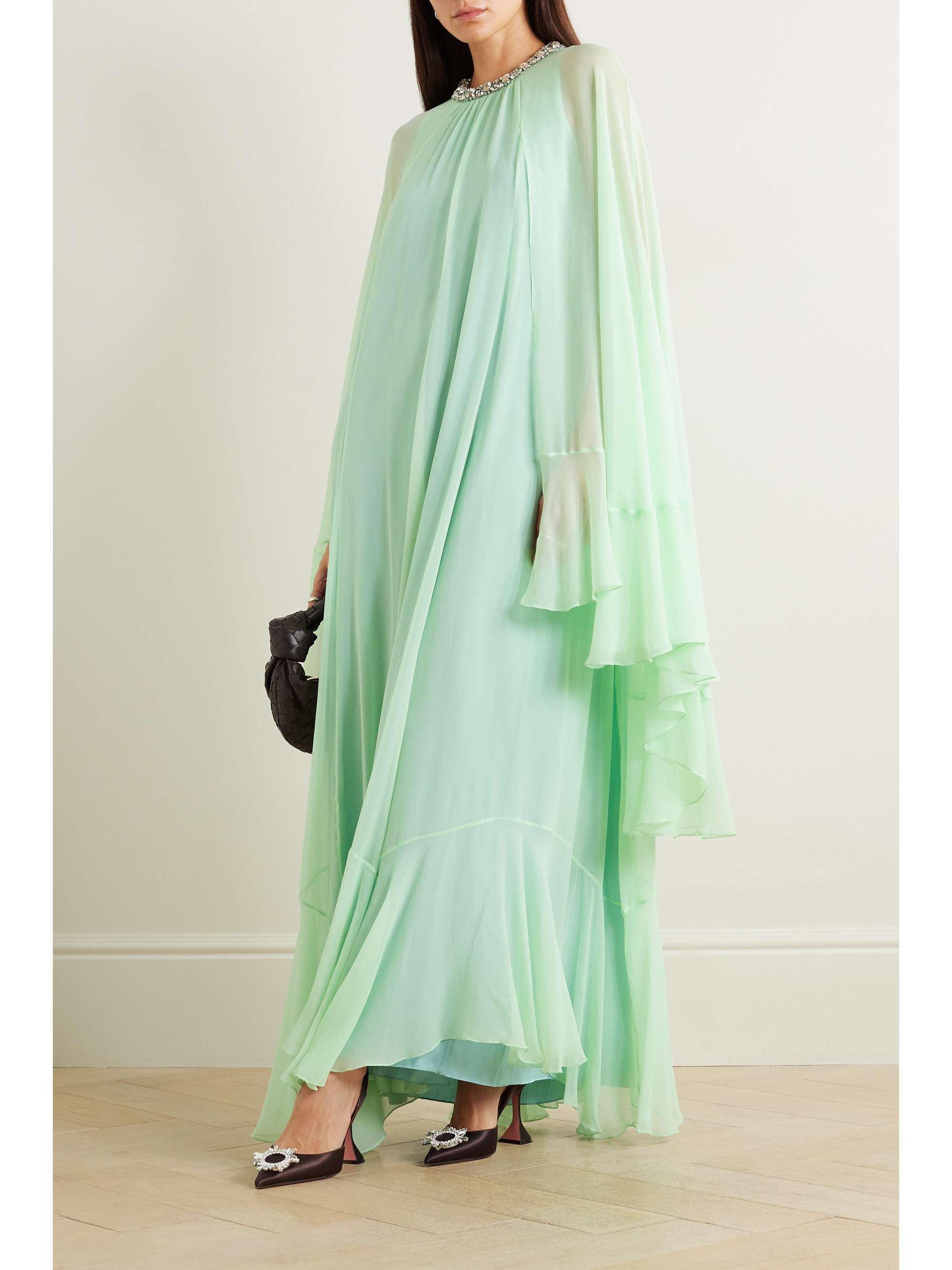 MISS SOHEE Crystal-embellished silk-chiffon kaftan