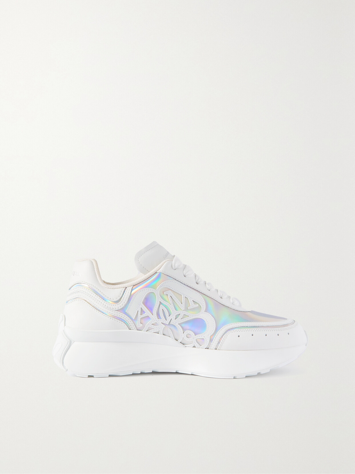 Alexander McQueen - Sprint Runner Leather-appliquéd Holographic Rubber Exaggerated-sole Sneakers - Silver