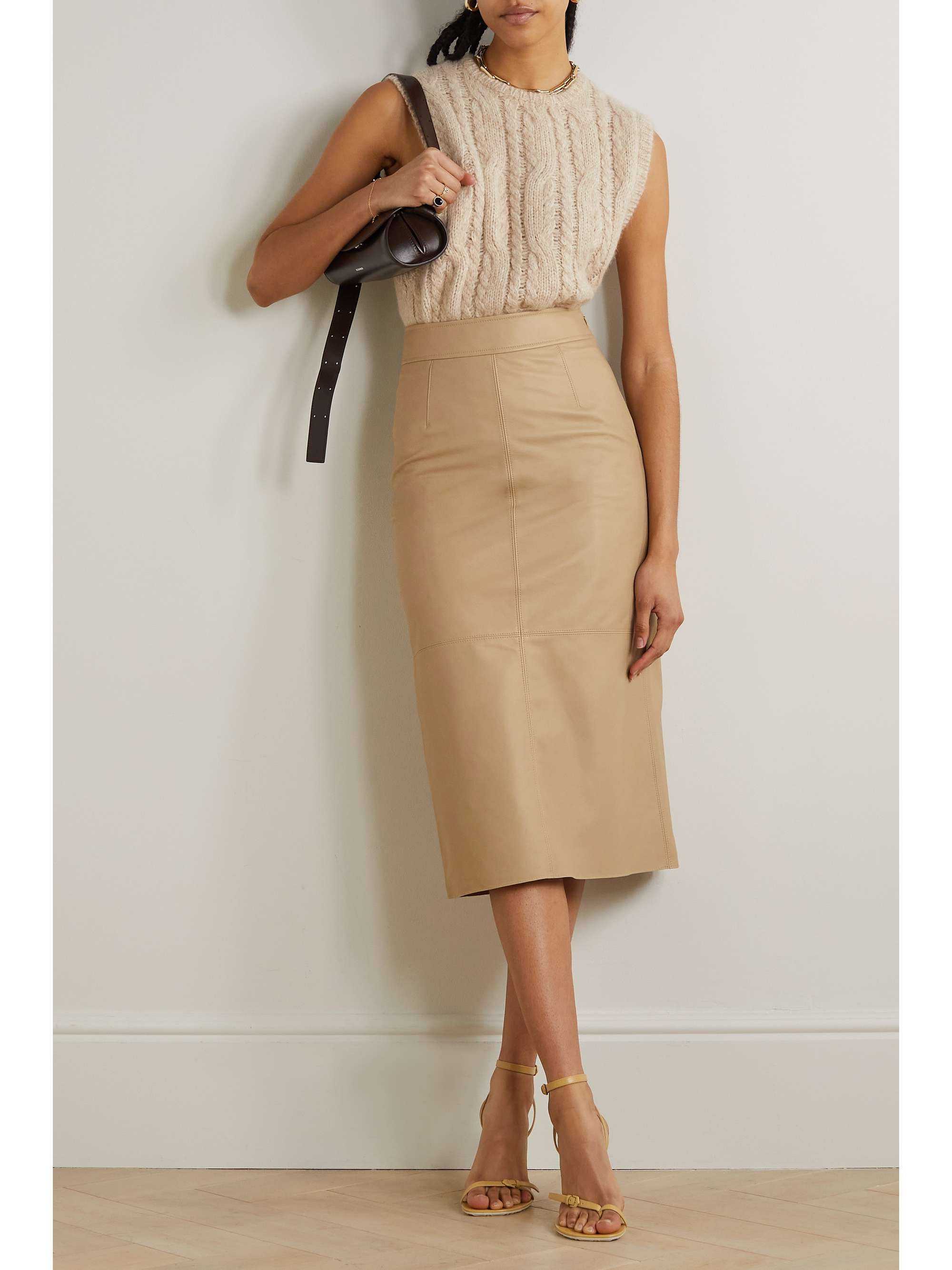 THE FRANKIE SHOP Heather paneled leather pencil skirt | NET-A-PORTER